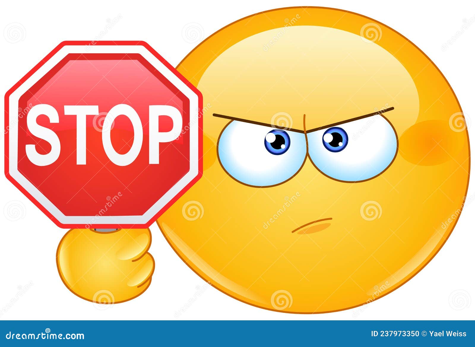 Emoticon mit Stoppschild vektor abbildung. Illustration von vektor