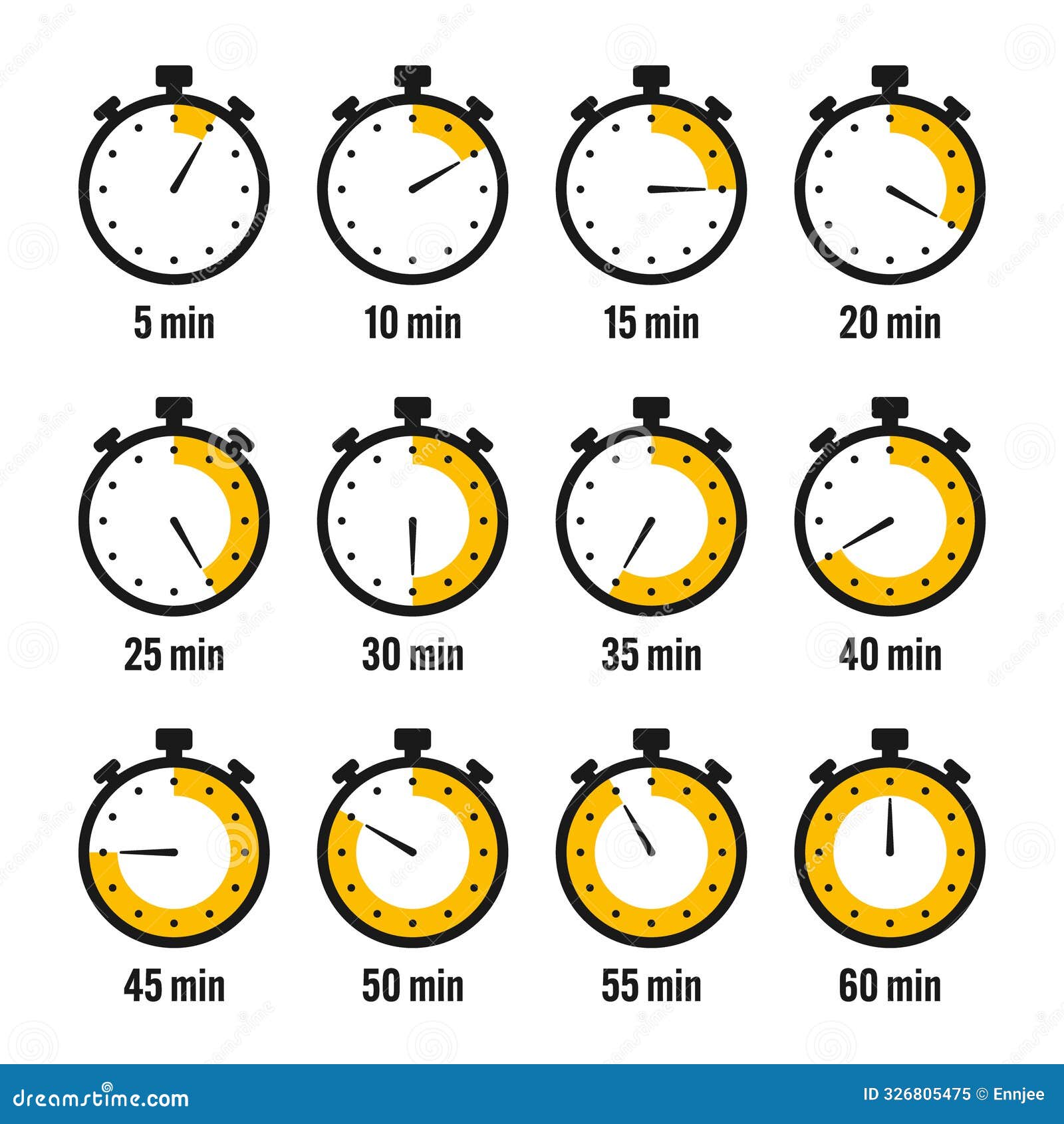 stopwatch icons. colorful simple chronometer, time counter with dial. countdown timer showing hours and minutes