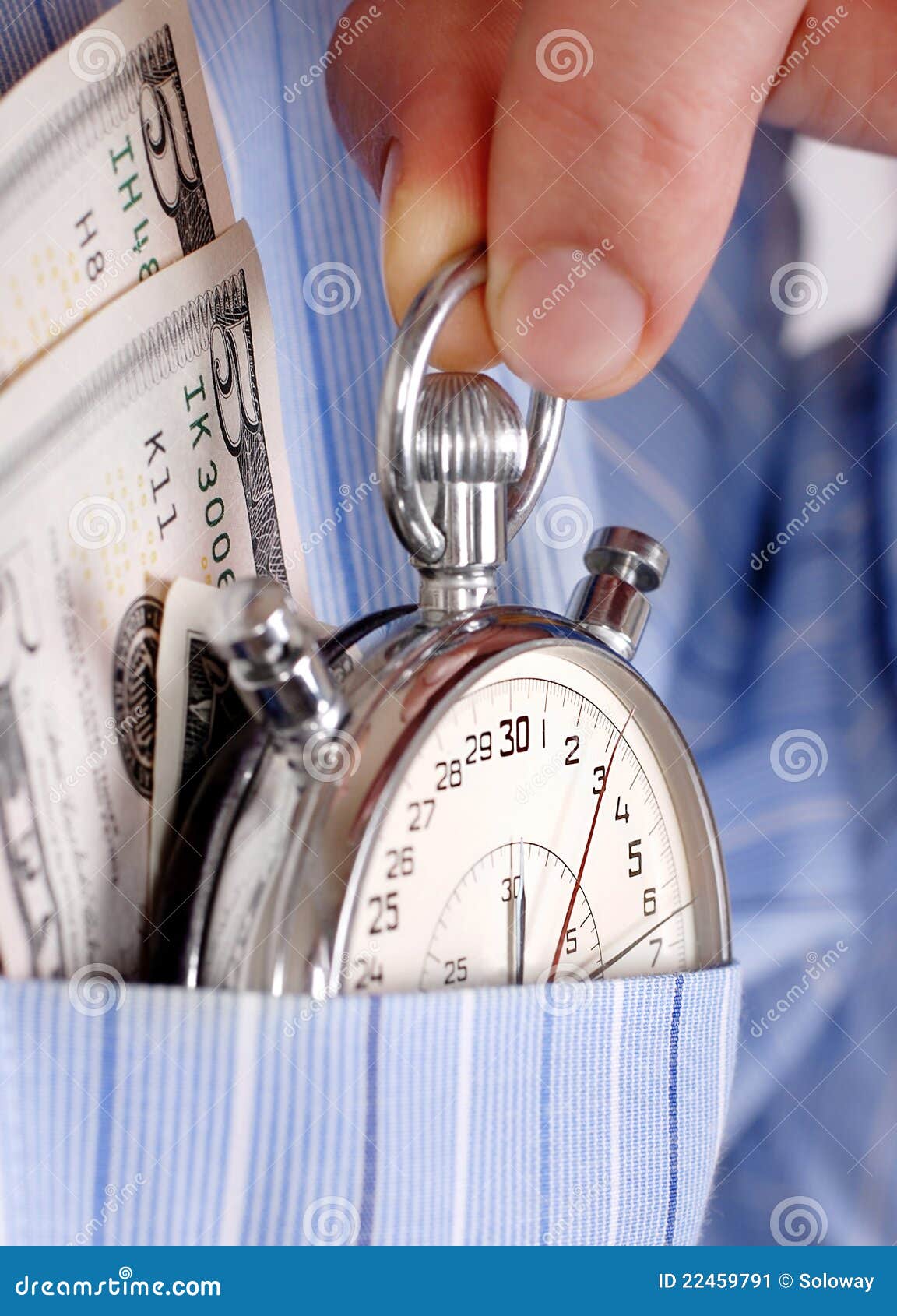 Stopwatch with Money into the Pocket Stock Image Image of accuracy, bill 22459791