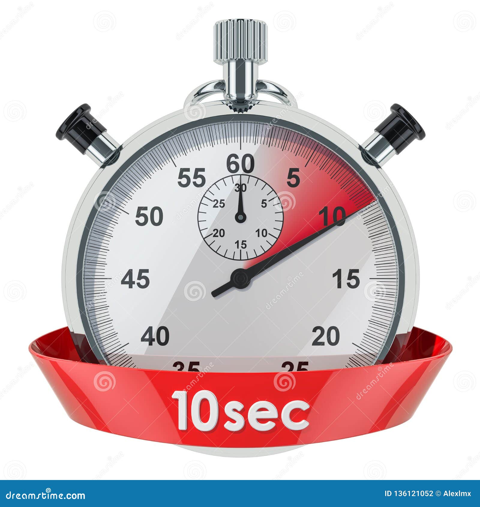 stopwatch with 10 seconds timer. 3d rendering