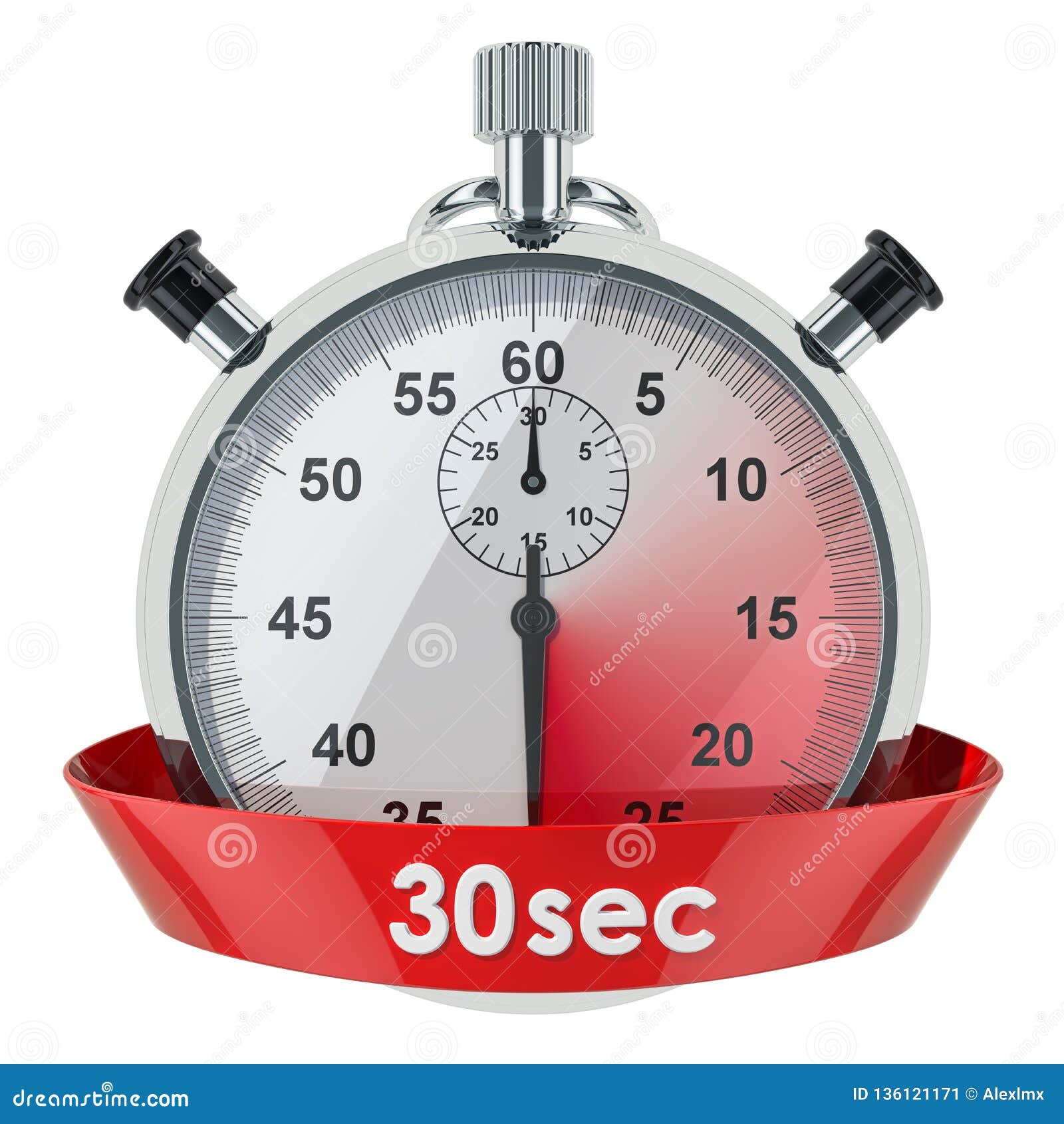 Stopwatch with 30 Seconds Timer. 3D Rendering Stock Illustration