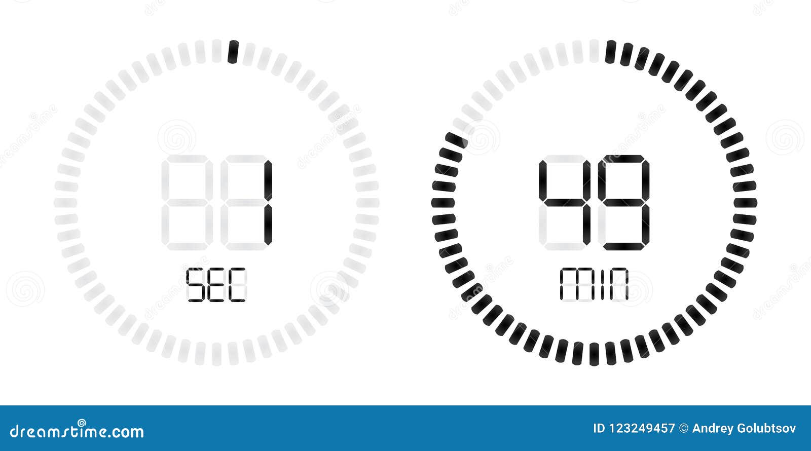 Stopwatch Digital Second Minute Countdown Timer Stock Vector Illustration of flat, icon 123249457