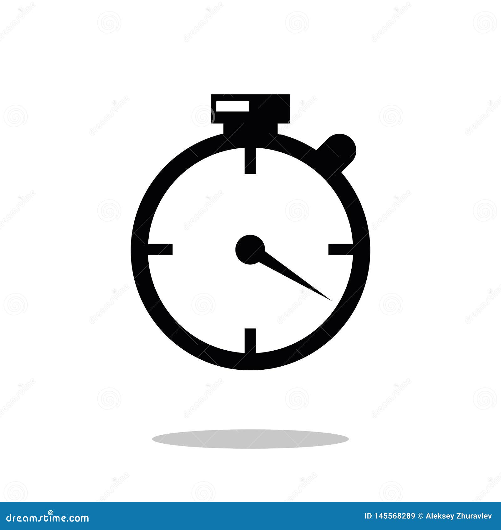 Stopwatch  Black Icon Isolated On White Background. Vector Illustration Stock Vector