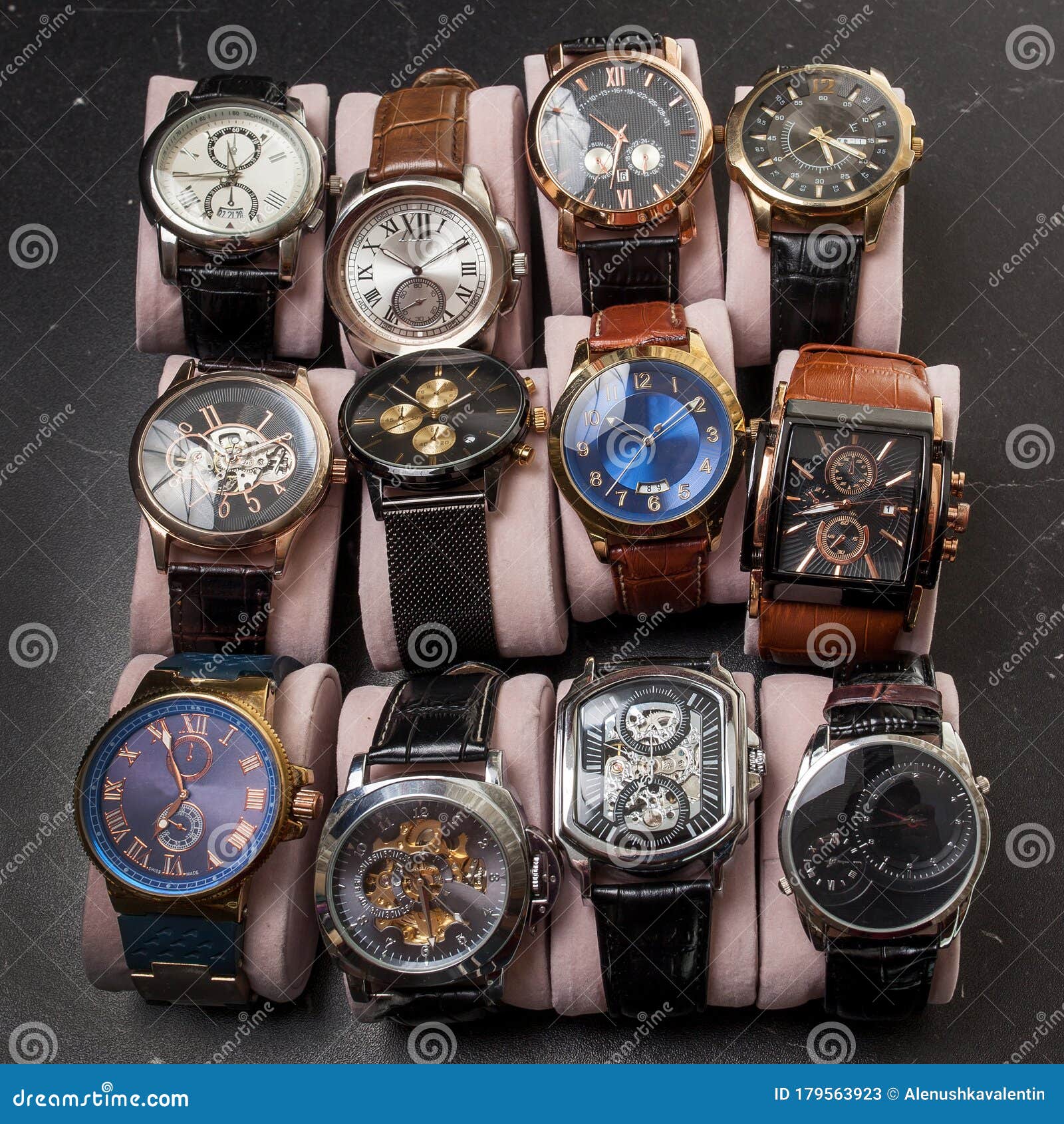Storage Box with Collection of Men Wrist Watches Stock Image - Image of  fashion, present: 179563923