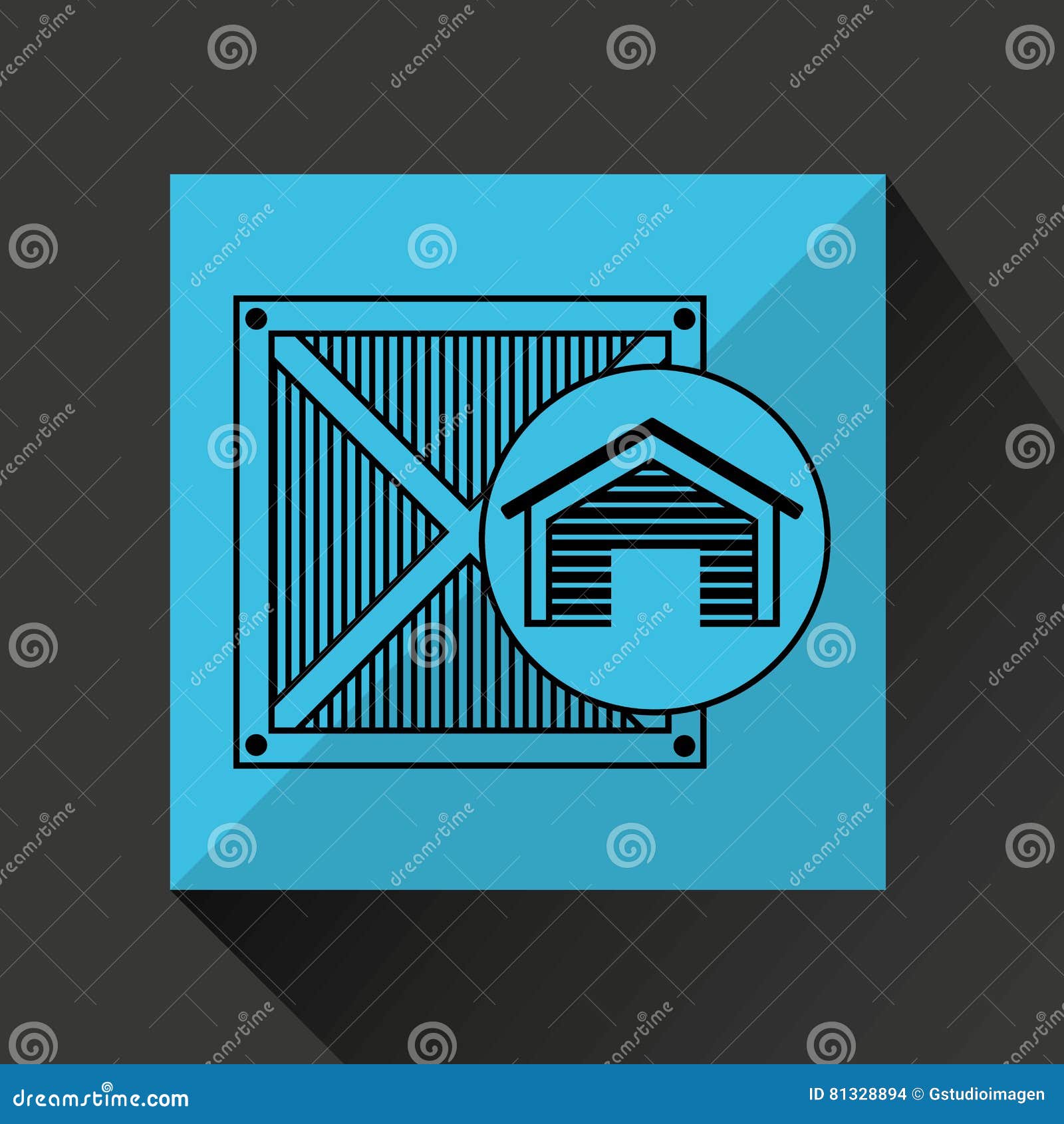 Storage Building Wooden Box Delivery Icon Stock Vector Illustration