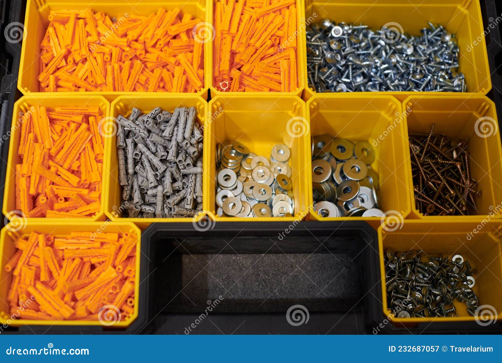 Storage Case with Screws, Nuts, Bolts, Nails and Other Small Tools for