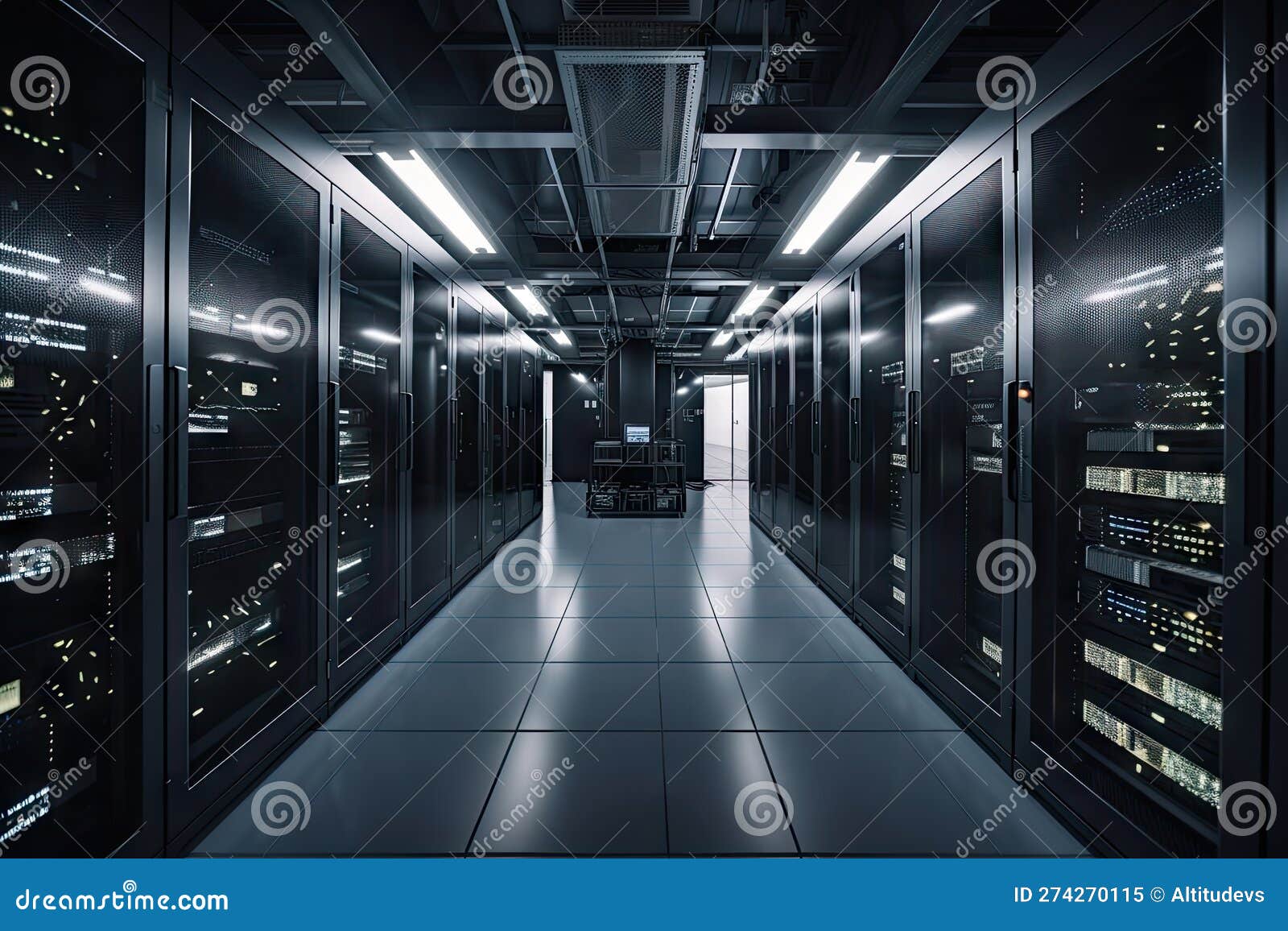 Storage Data Center Filled with Racks of Servers and Other Electronic
