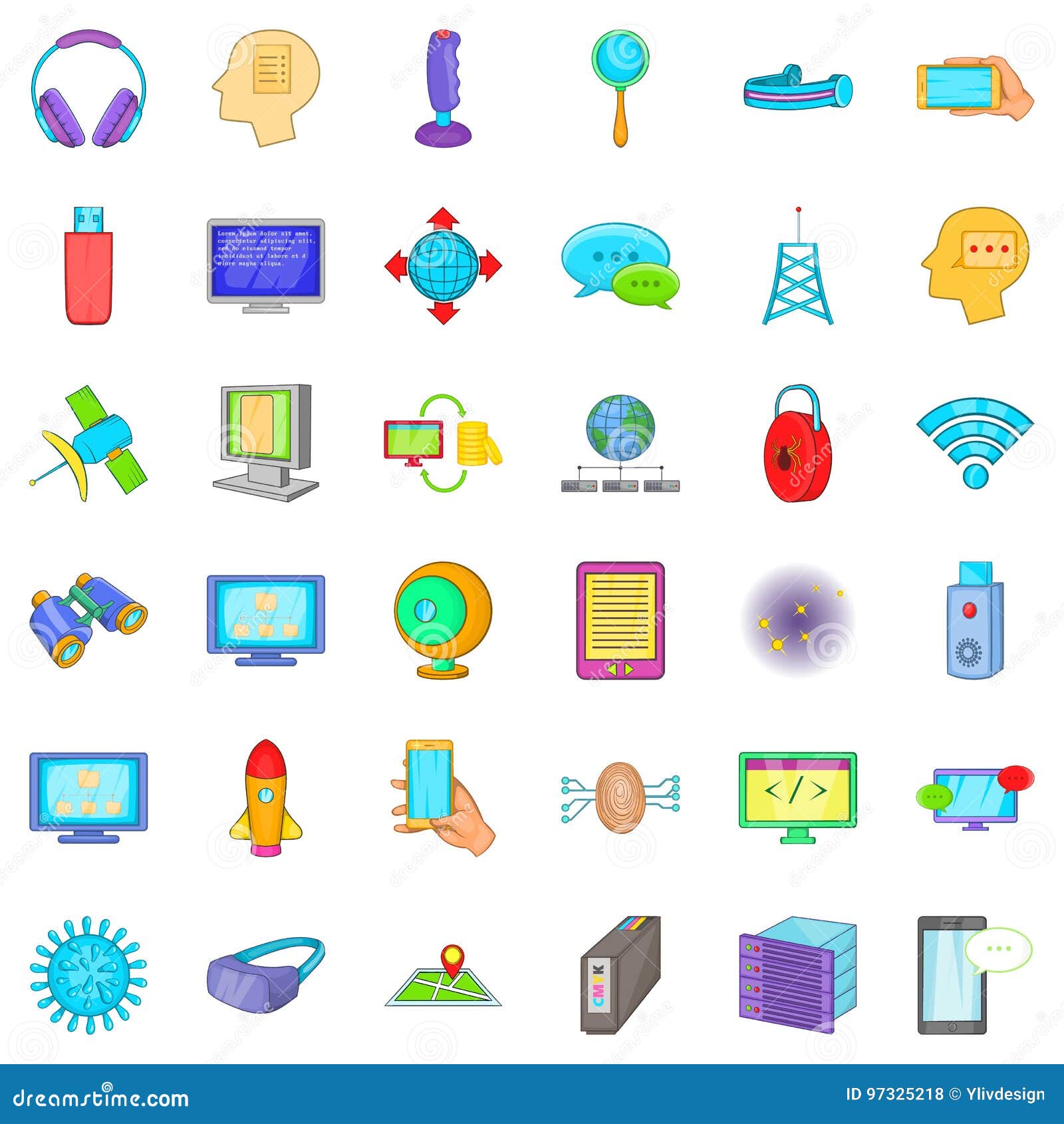 Storage Database Icons Set, Cartoon Style Stock Vector - Illustration ...