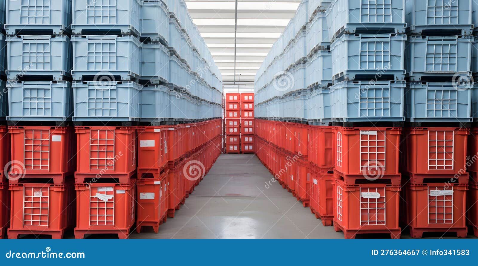 A Storage Facility with Rows of Large Plastic Containers One Created