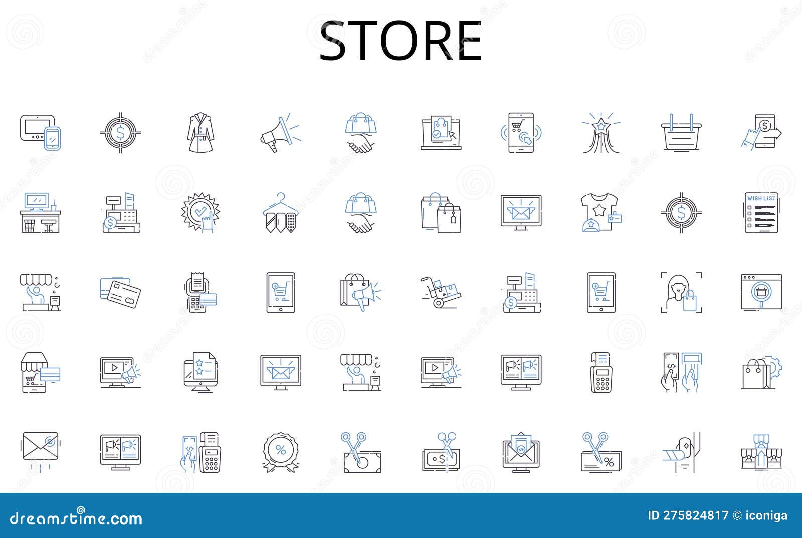 store line icons collection. navigation, directions, path, route, plan, trail, journey  and linear 