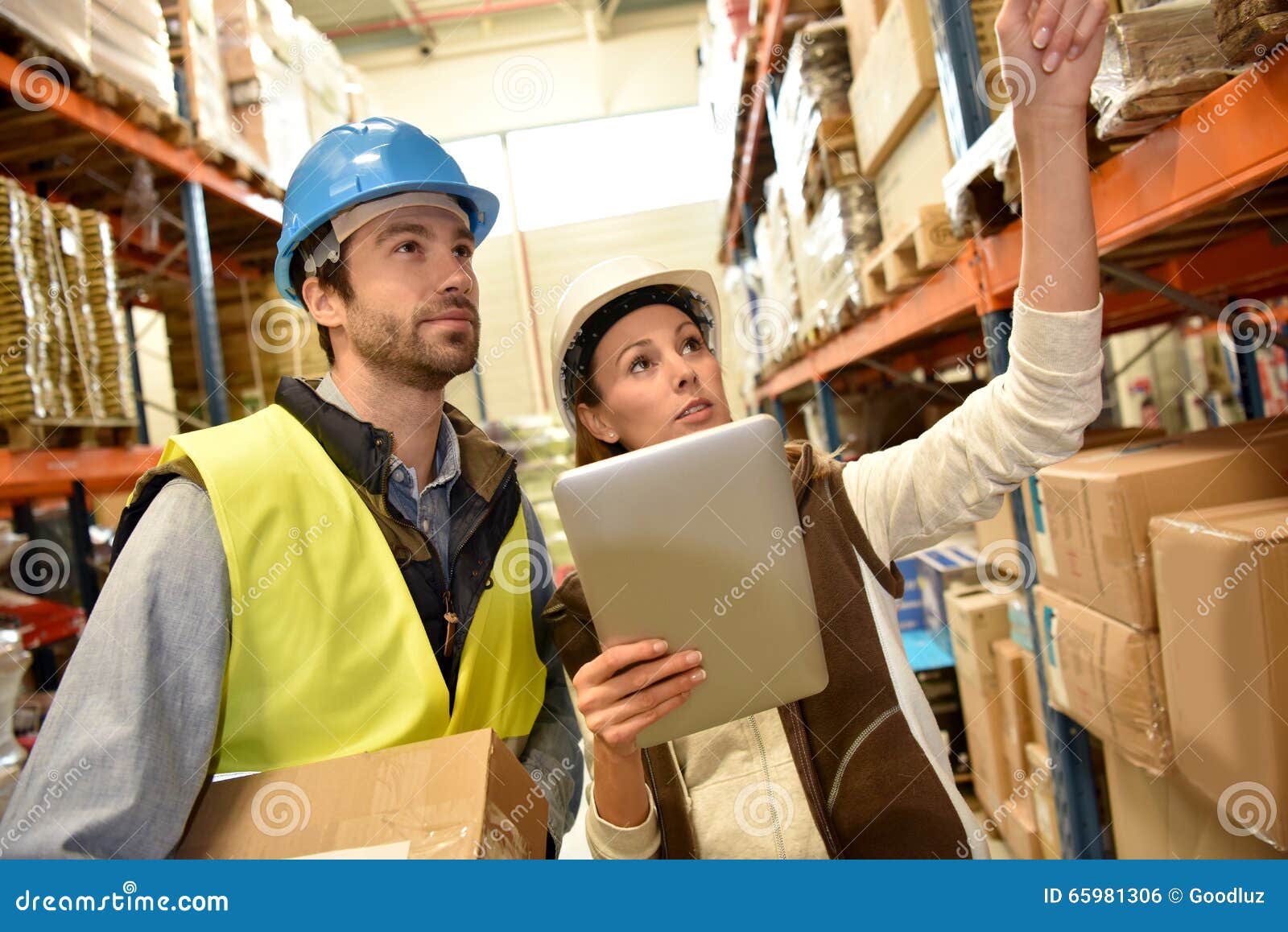 Store Manager with Warehouseman Working Stock Photo Image of level