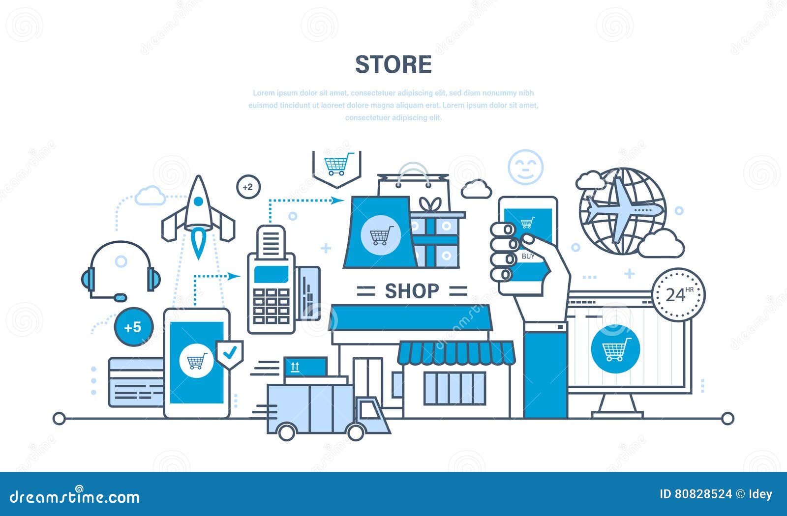 Online Shopping Concept Cycle Stock Illustrations