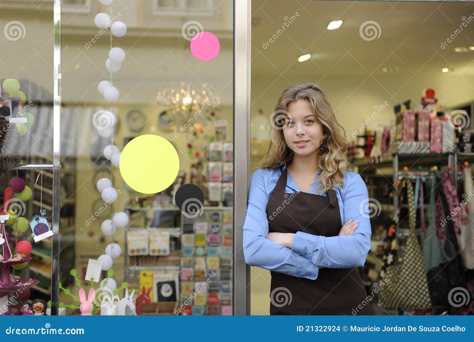 Store Owner in Front of Gift Shop Stock Photo Image of outdoors