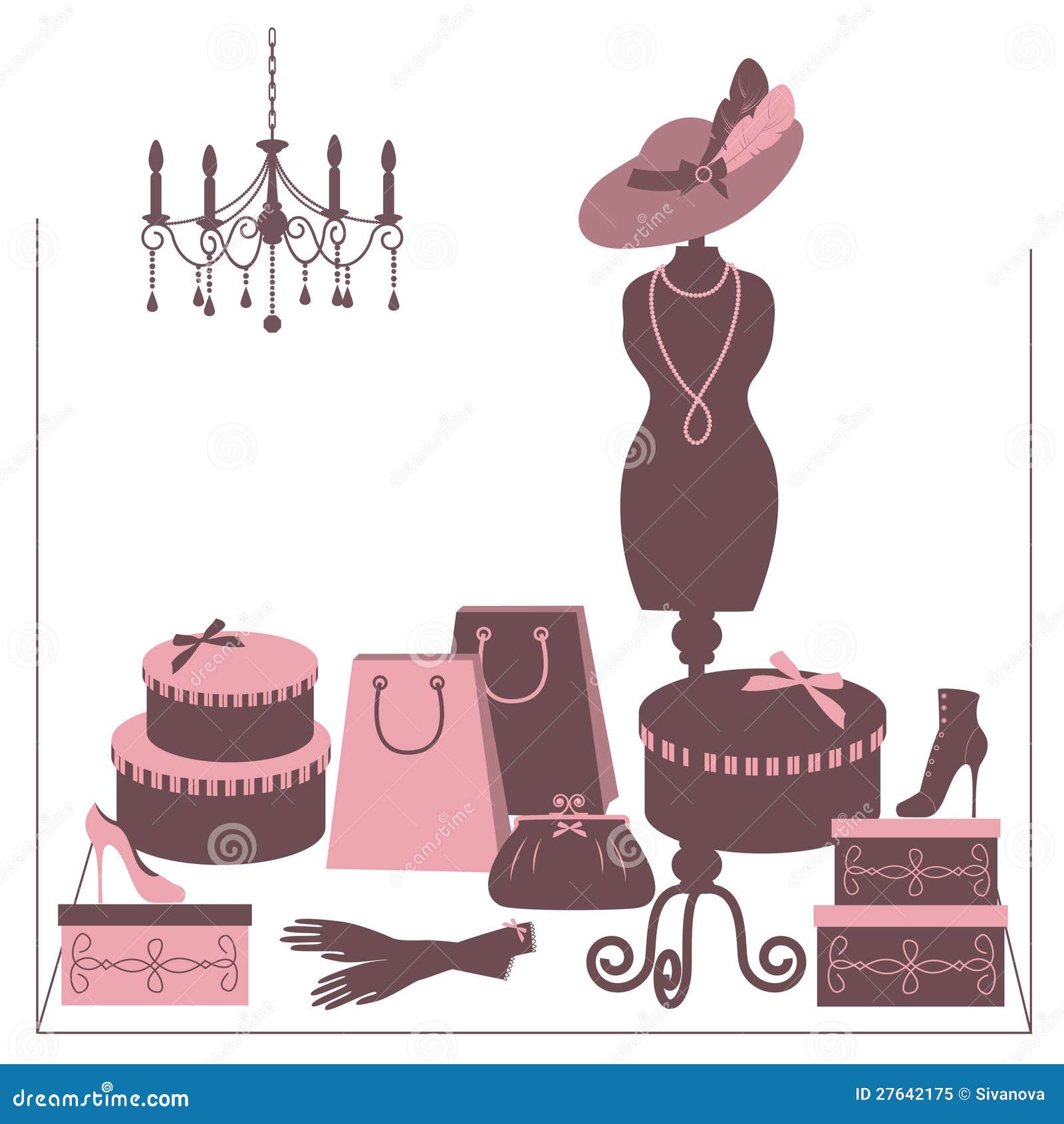 Storefront Fashion Shop with Women Accessory. Stock Vector ...