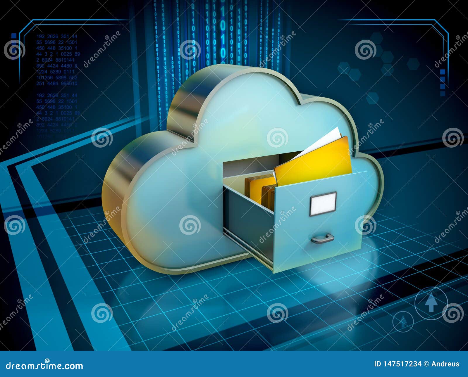 Storing Documents in the Cloud Stock Illustration Illustration of