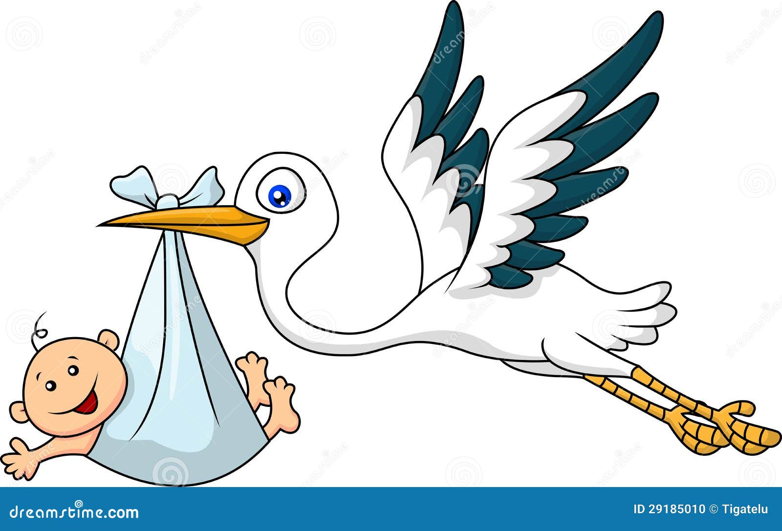 baby carried by stork