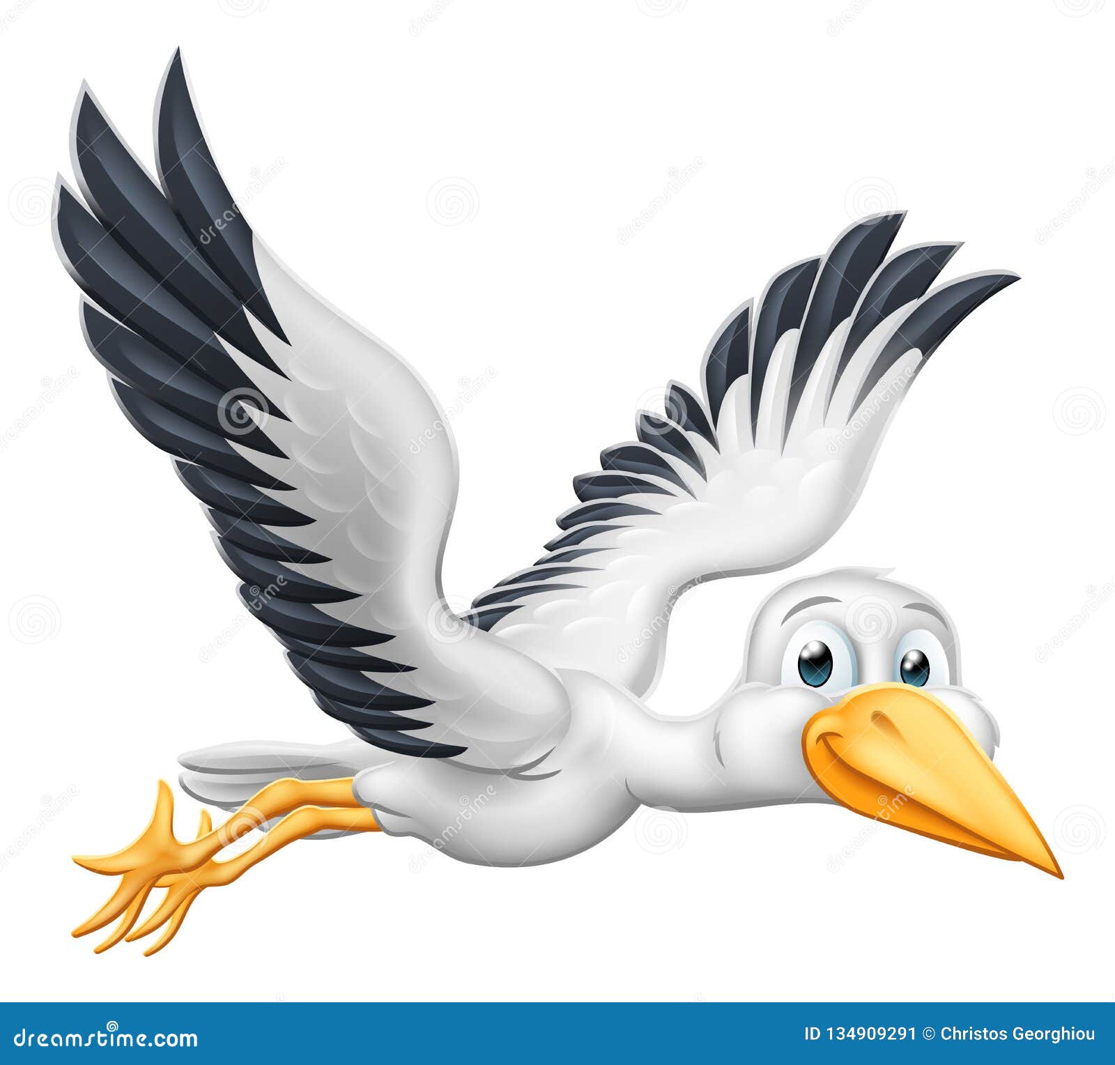 Stork Cartoon Pregnancy Myth Bird Flying Stock Vector - Illustration of  animals, design: 134909291