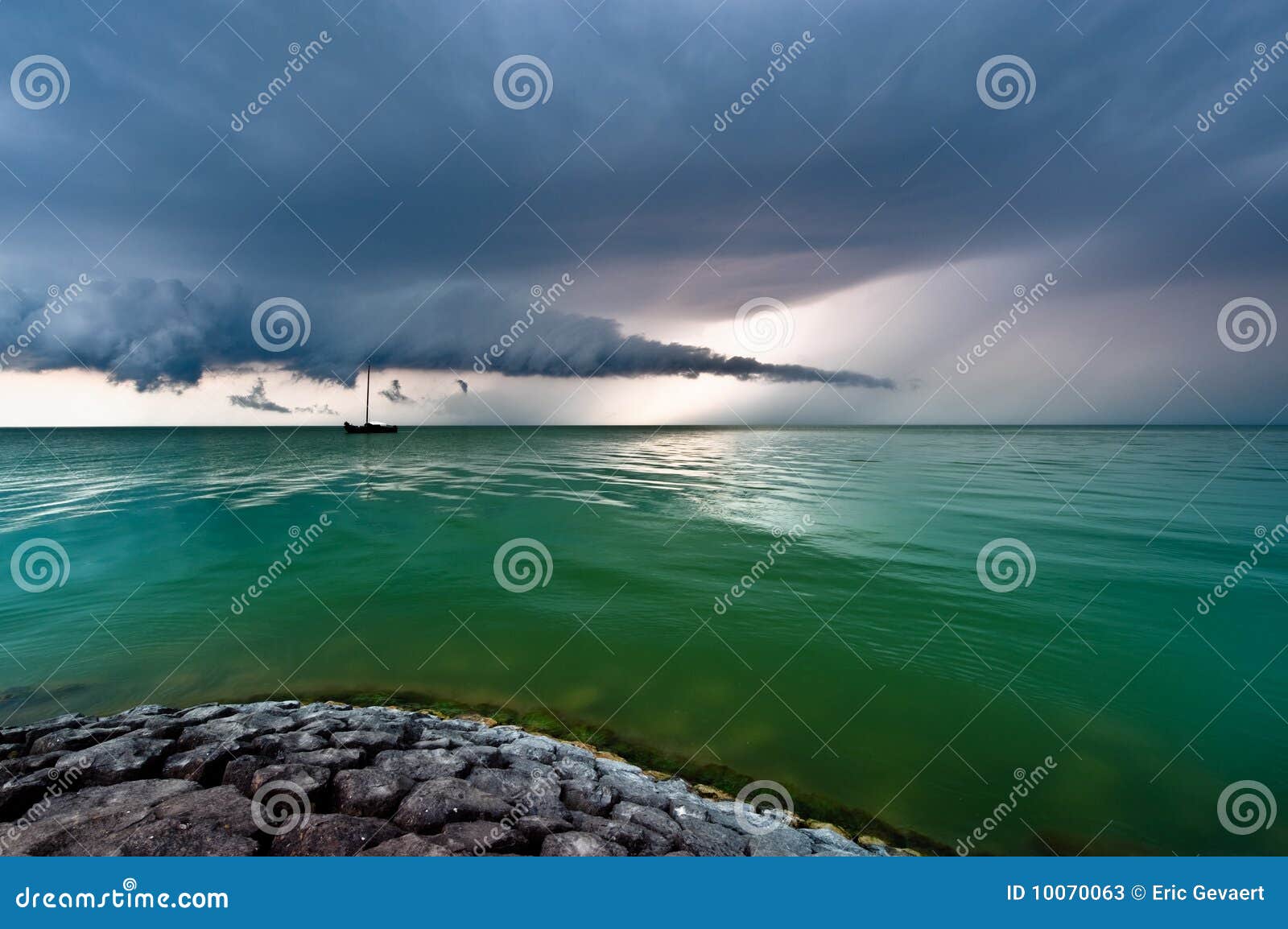 a storm cloud approaching on the ijsselmeer