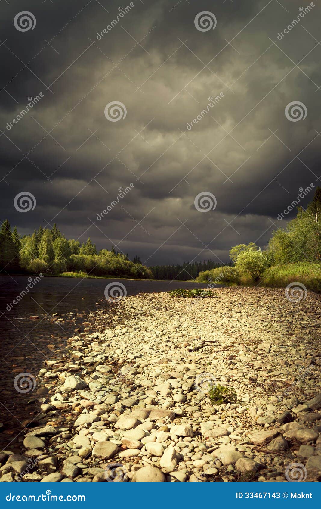 Photo storm clouds over the river