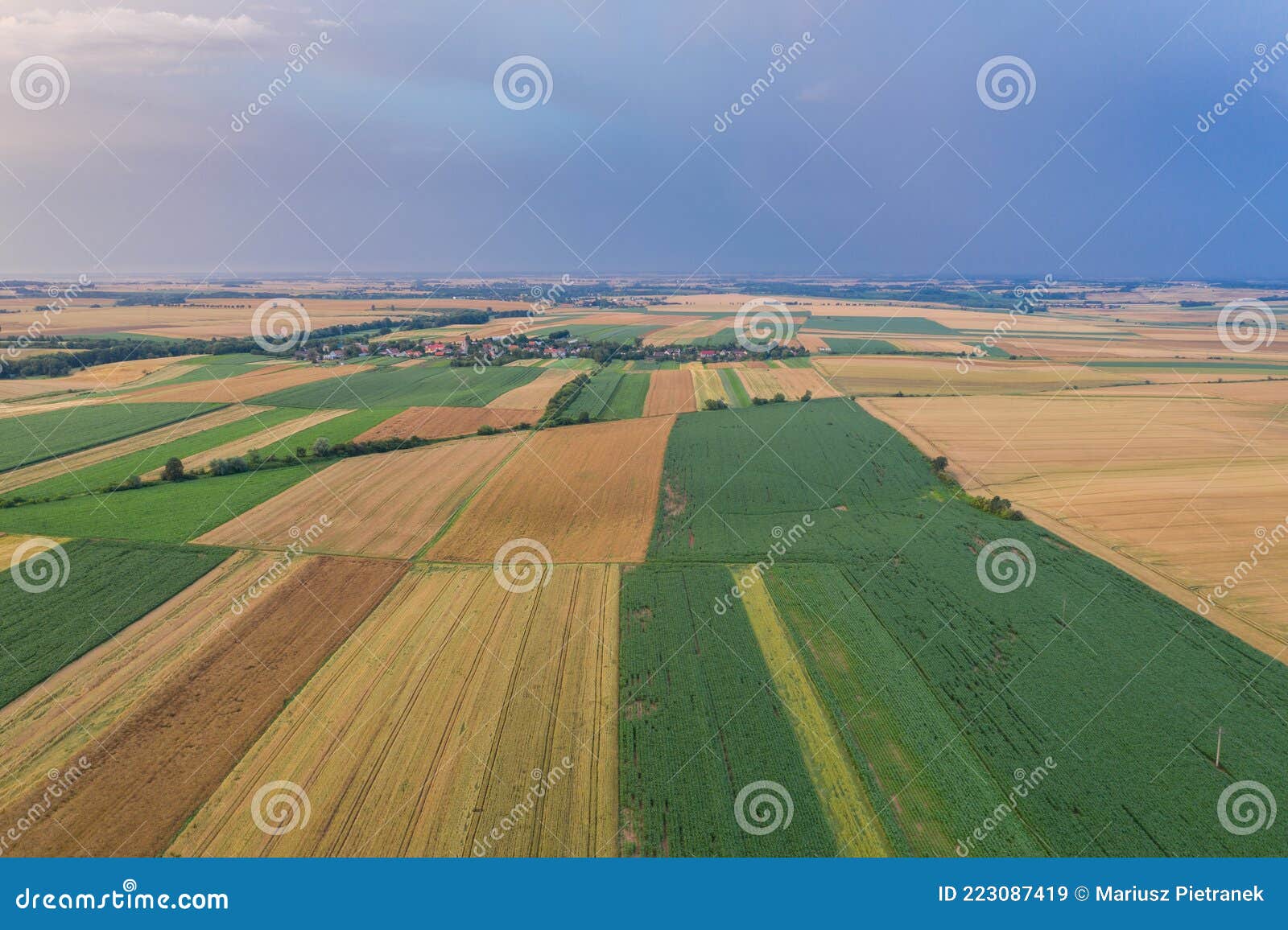 Storm in the Countryside. Village from Drone Aerial View. Beautiful ...