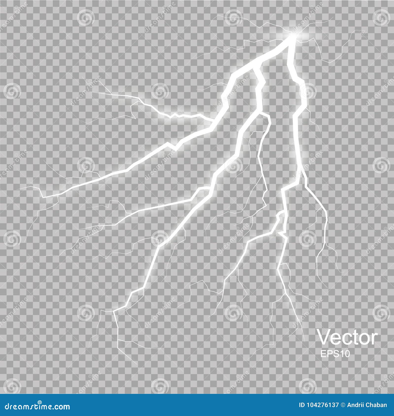 storm with lightning  on transparent background.