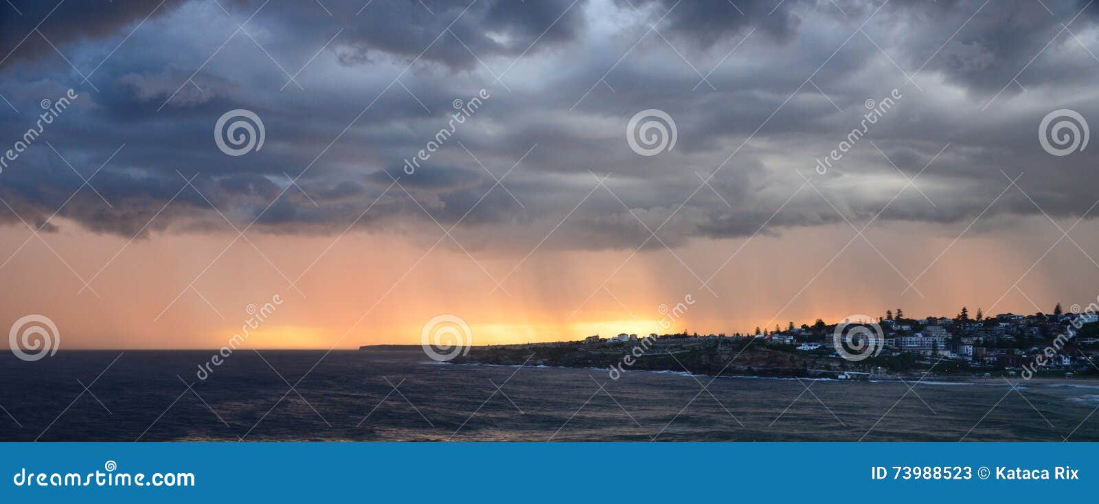 Storm and Sunset Over Bronte Stock Image - Image of sand, ocean: 73988523