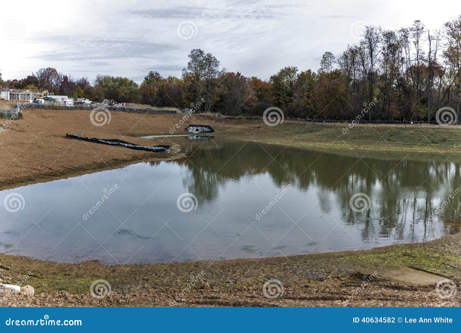 storm water drainage pond on construction site