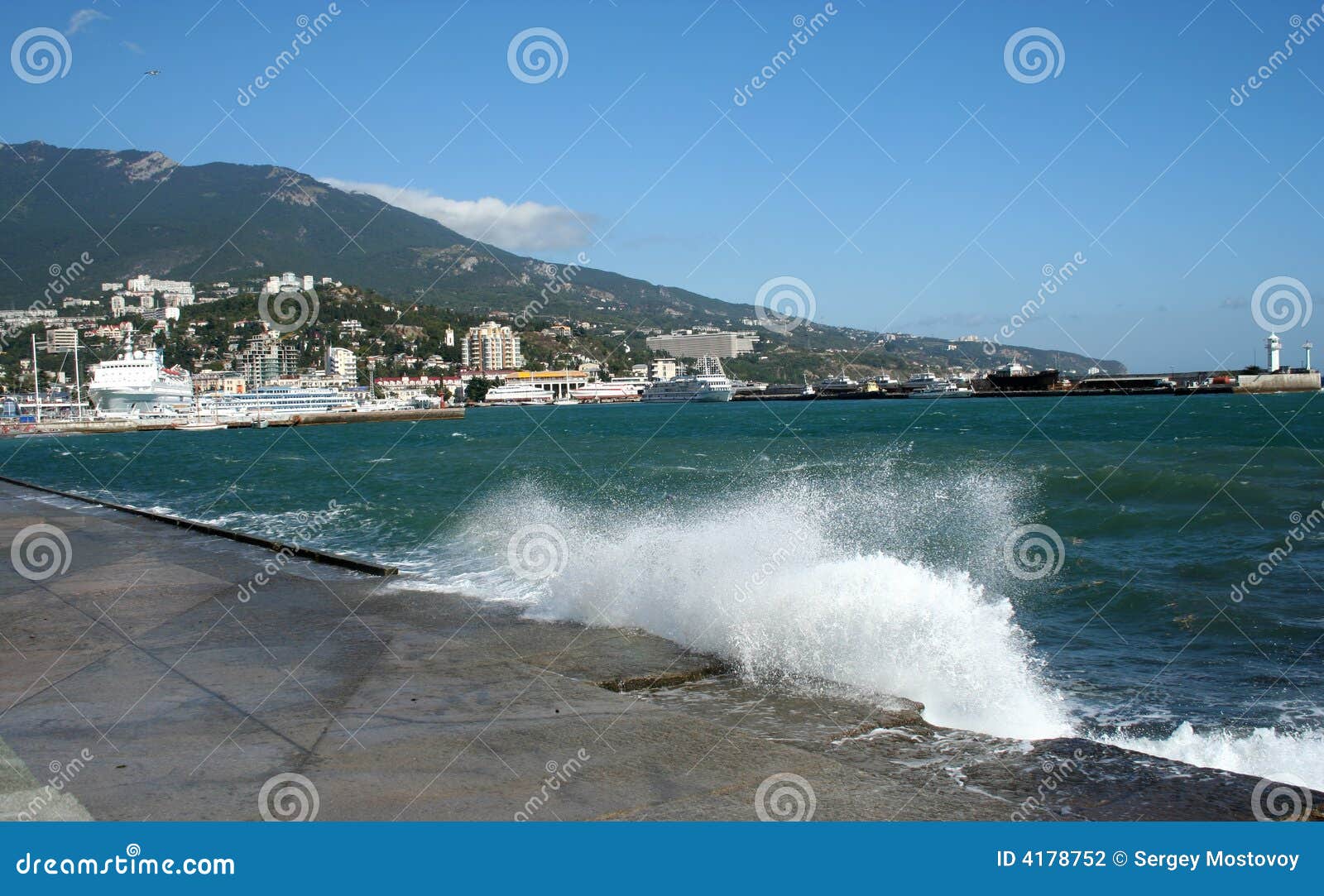 Storm at Yalta stock photo. Image of surf, crimea, spray 4178752