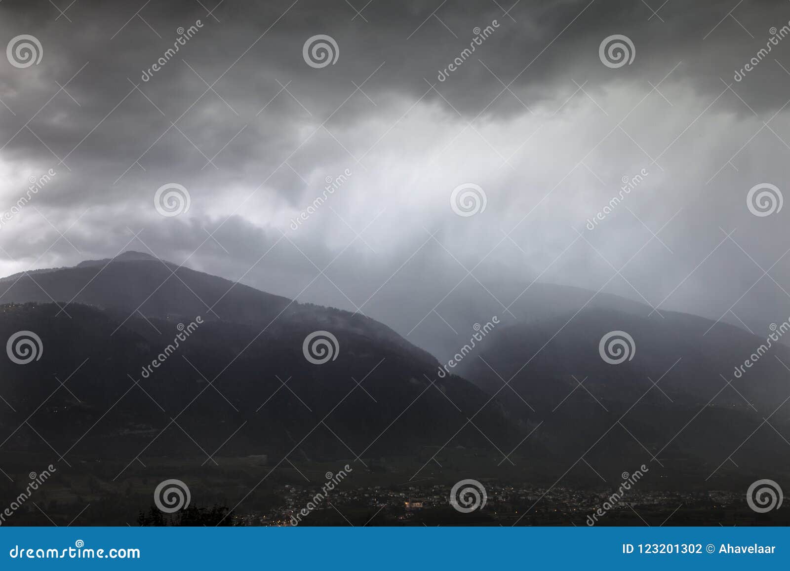stormy clouds above rhone valley near sierre and sion in switzerland