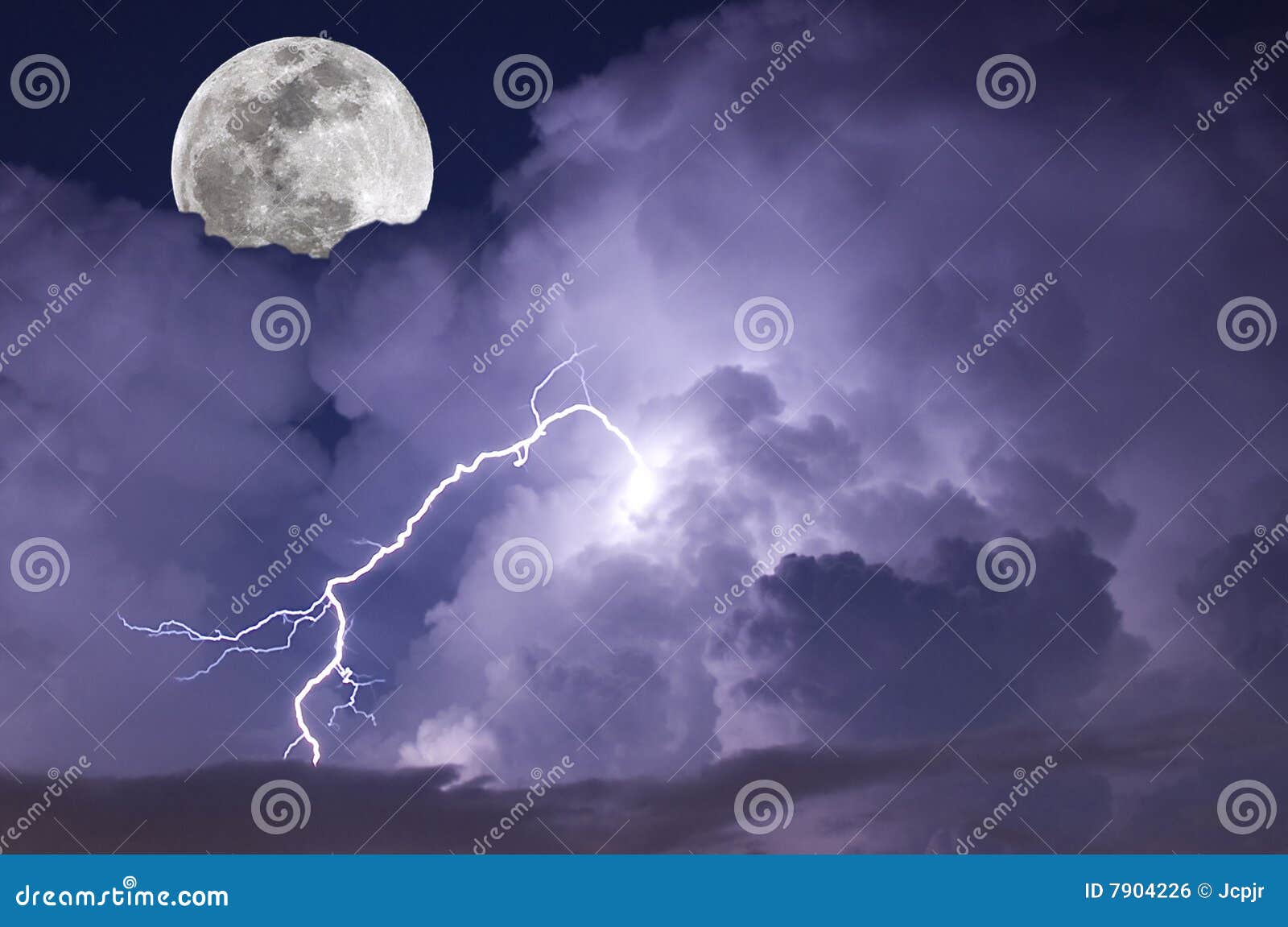 Stormy Moon stock photo. Image of powerful, lightning 7904226