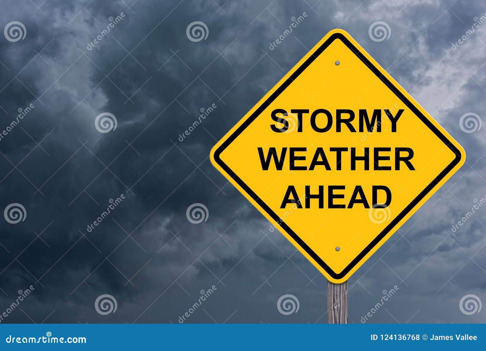 stormy weather ahead caution sign