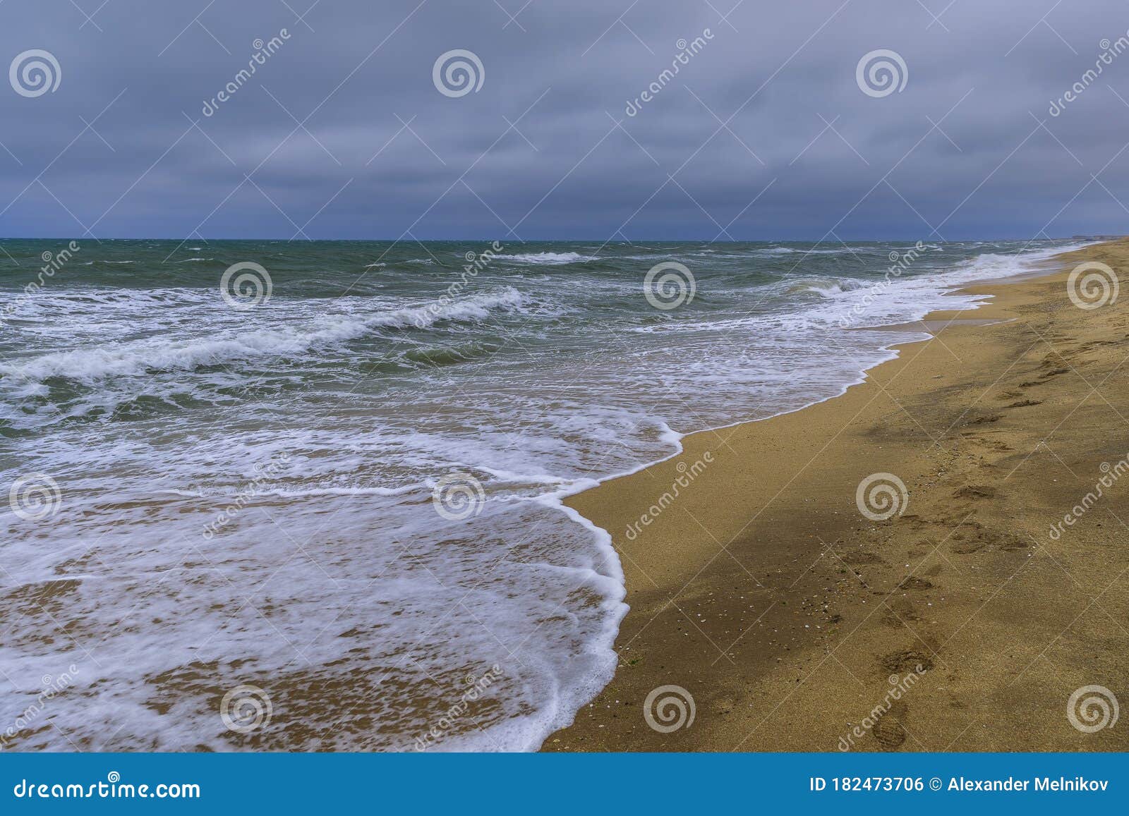 Stormy Weather on the Coast of the Caspian Sea Stock Photo Image of