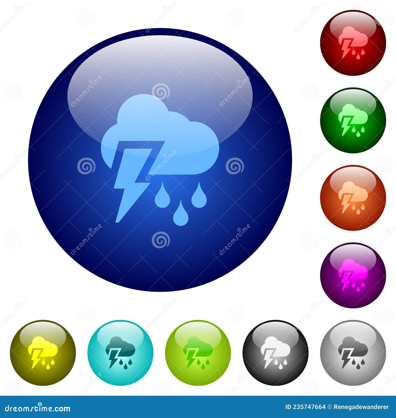 stormy weather color glass buttons