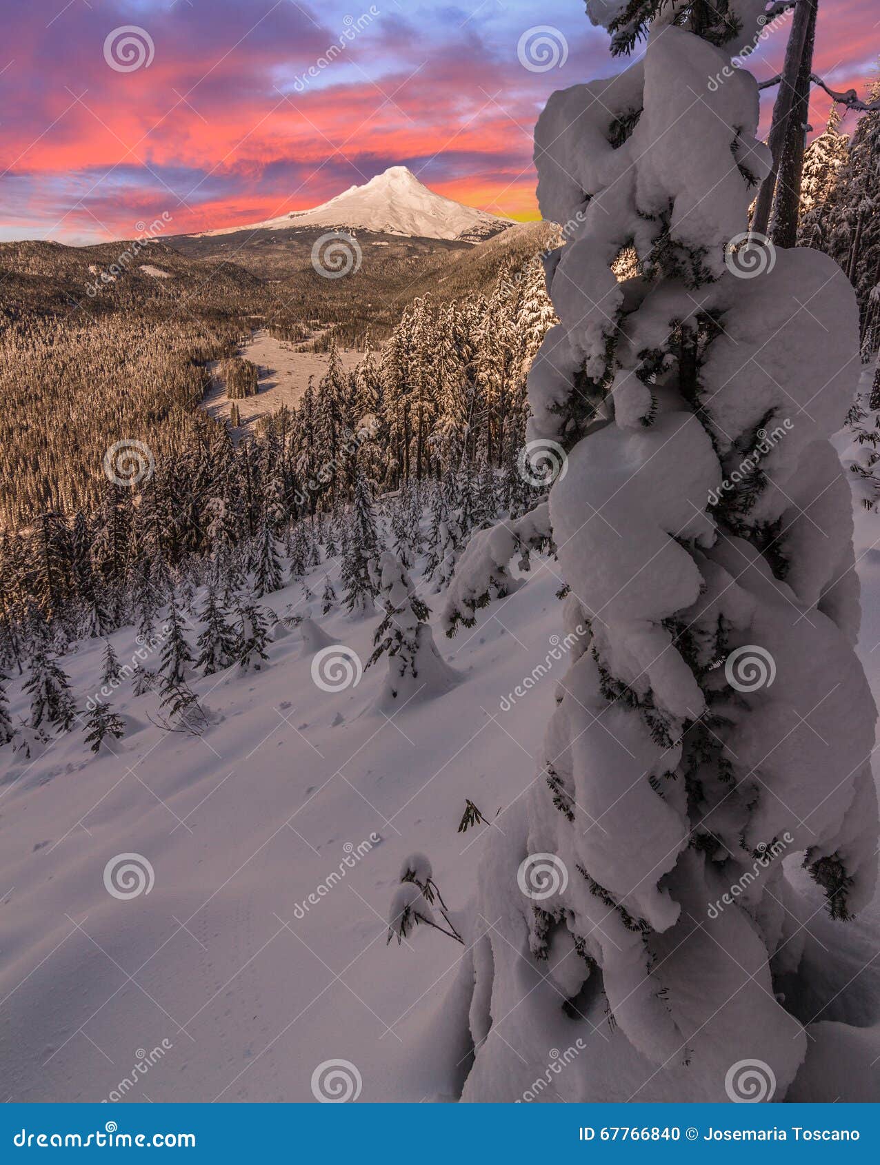 Stormy Winter Vista of Mount Hood in Oregon, USA. Stock Photo - Image ...