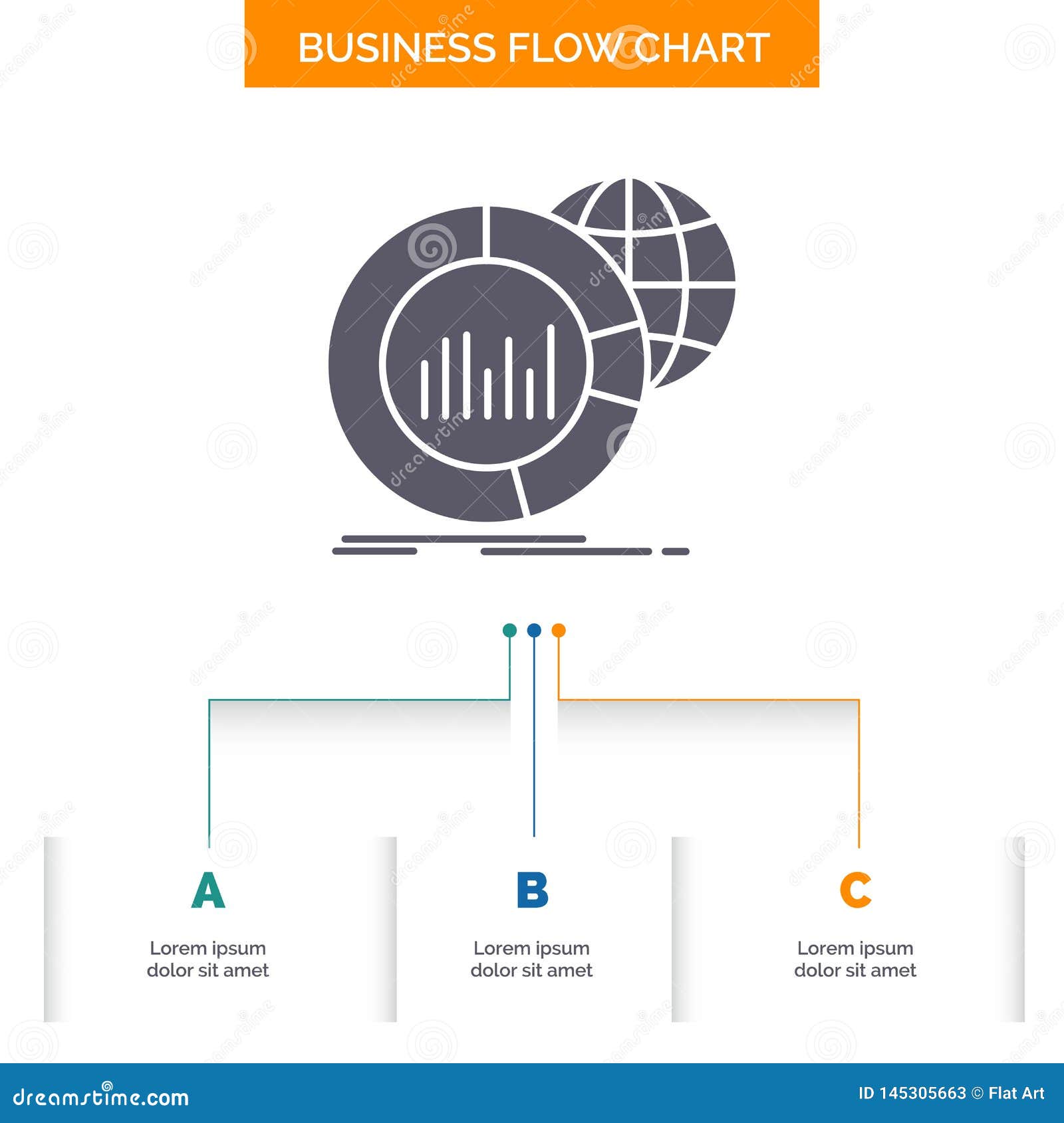 Big, Chart, Data, World, Infographic Business Flow Chart Design with 3 ...