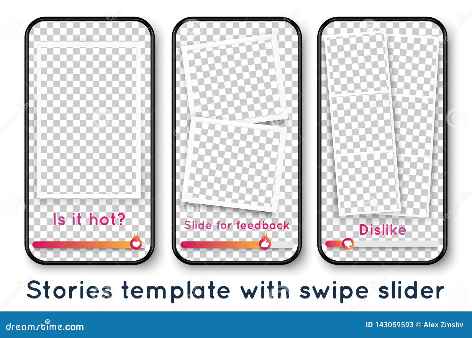 Stories Template with Photo Frame and Emoji Slider Stock Vector