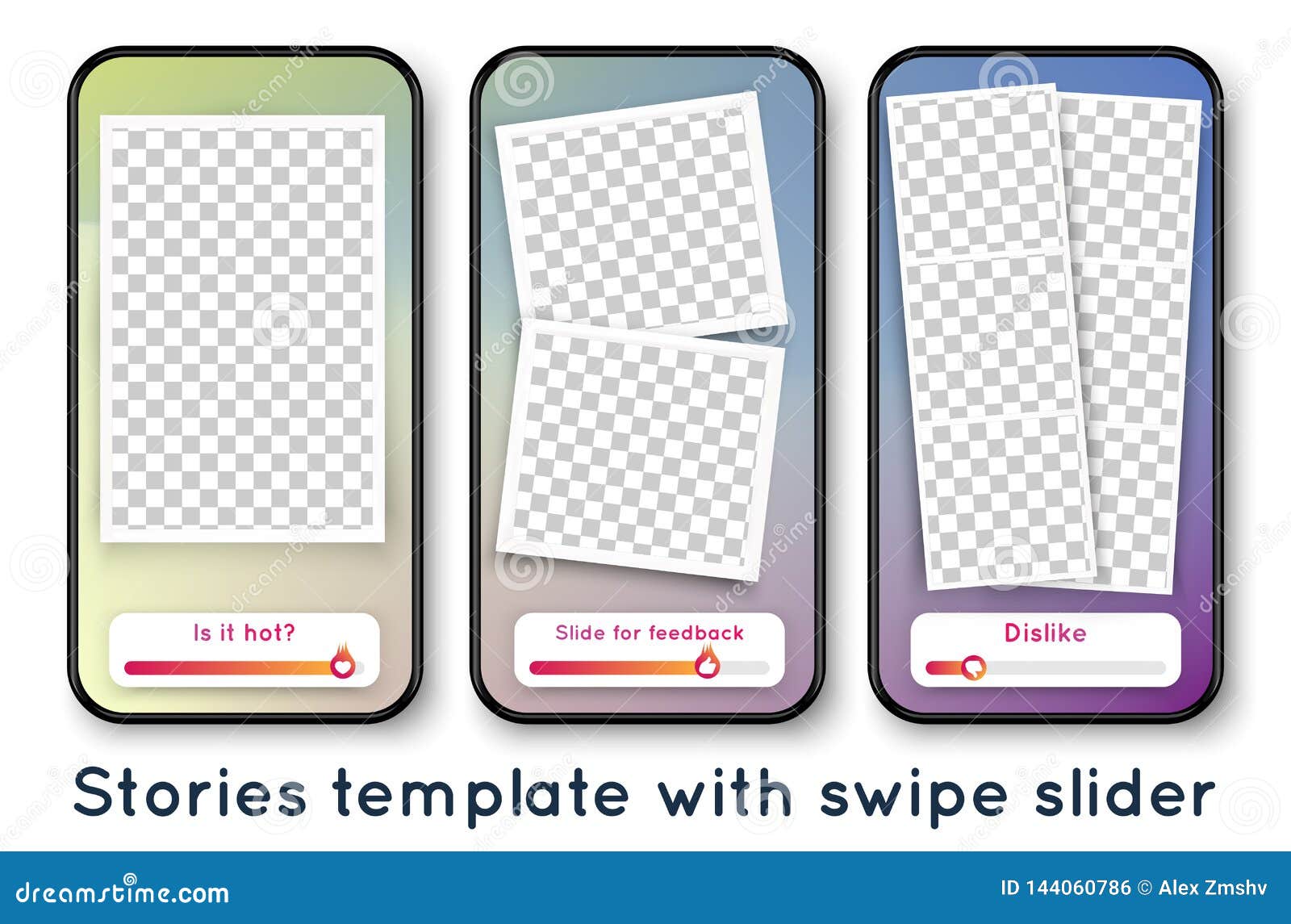 Stories Template with Photo Frame and Emoji Slider Stock Vector