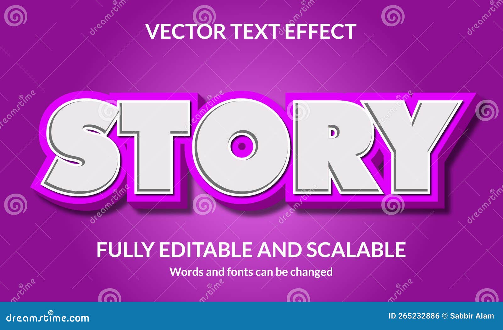 Story Editable 3D Text Style Effect Stock Vector Illustration of