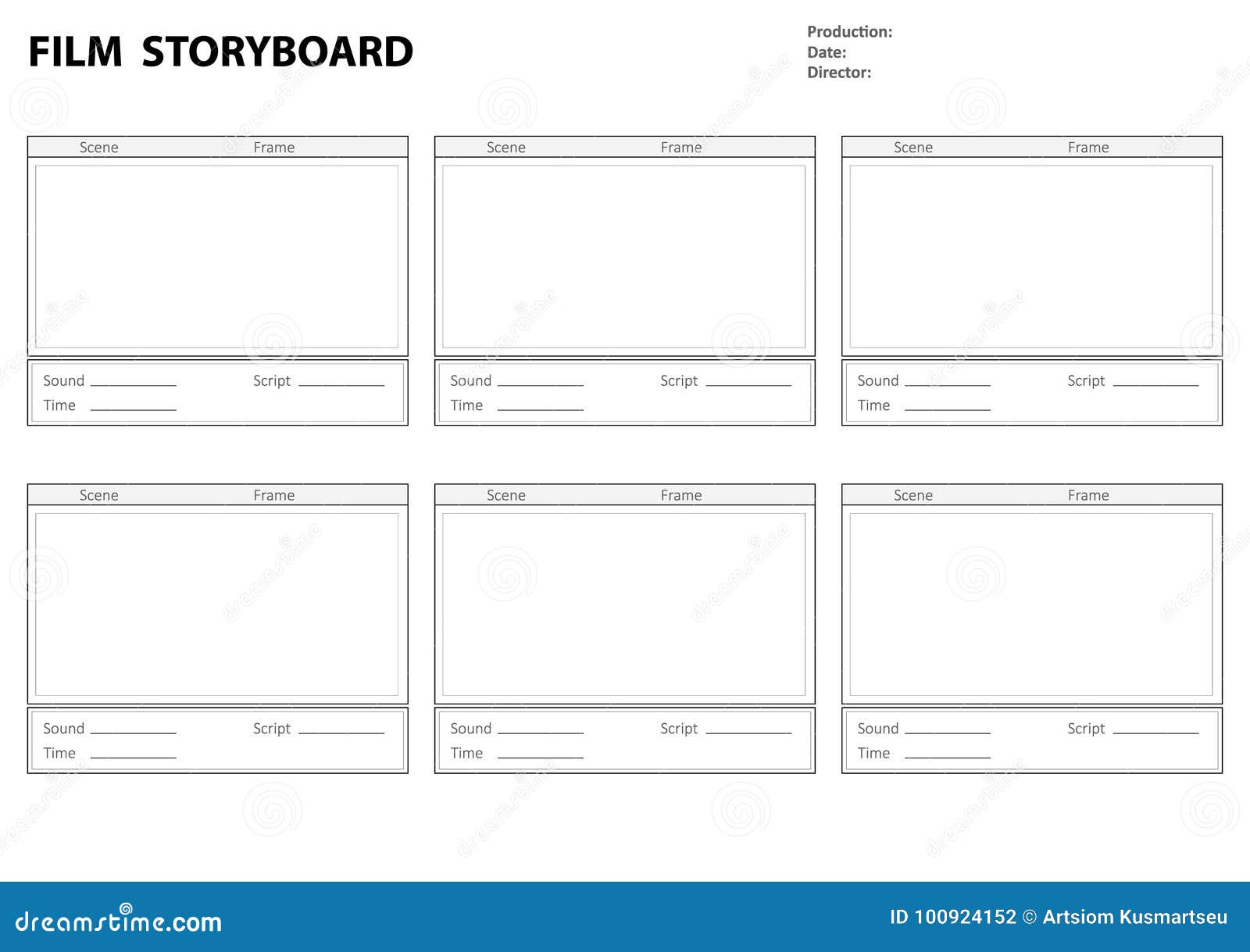 Professional Film Storyboard Template from thumbs.dreamstime.com