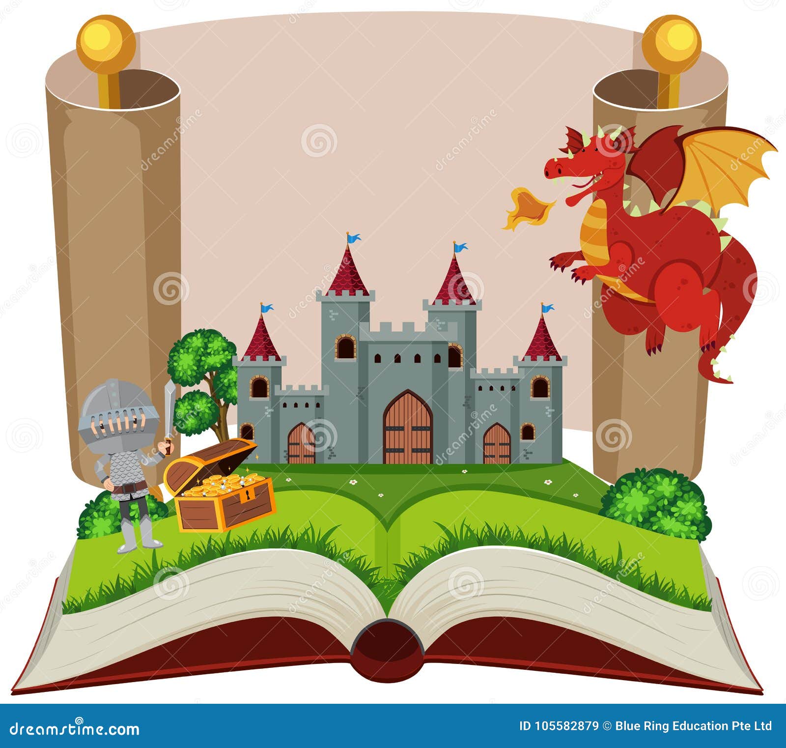 storybook with knight and castle