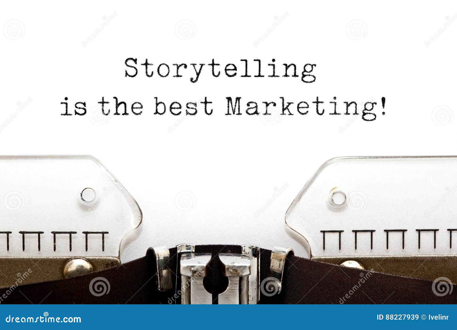 storytelling is the best marketing on typewriter