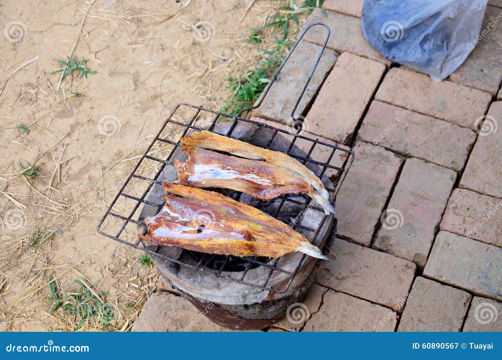 Stove Grill Dried fish stock image. Image of ingredient 60890567