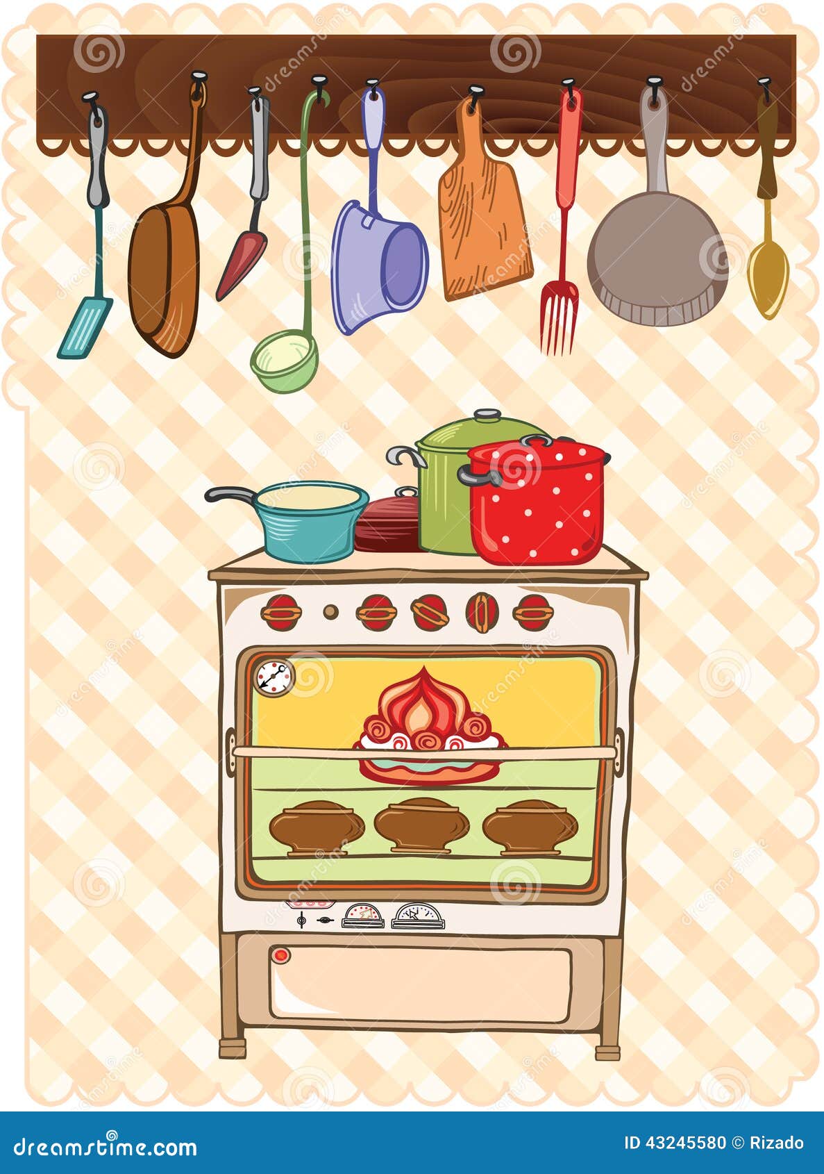 Stove and kitchen tool stock vector. Illustration of background - 43245580