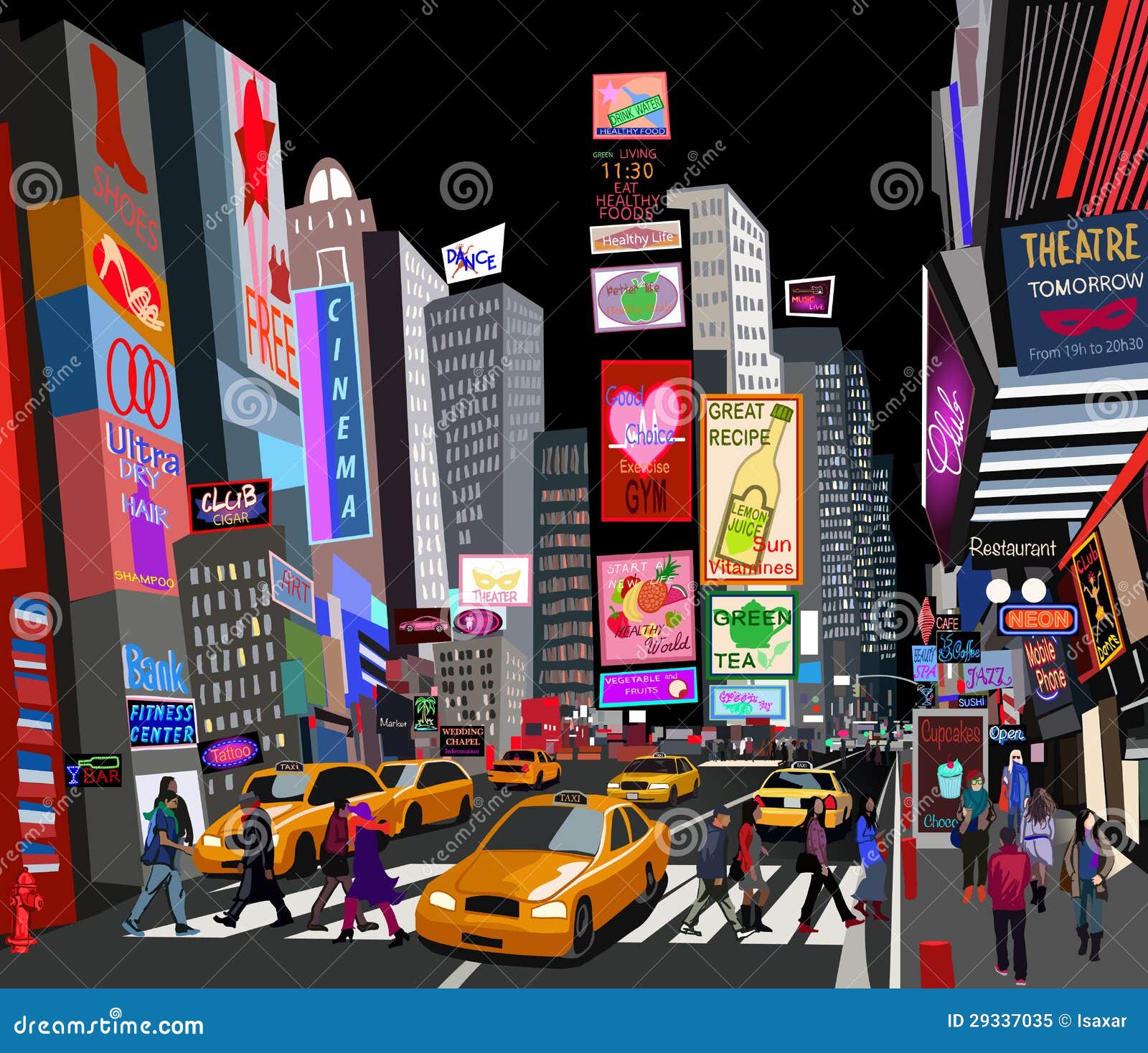Straat in De Stad Van New York Vector Illustratie - Illustration of ...
