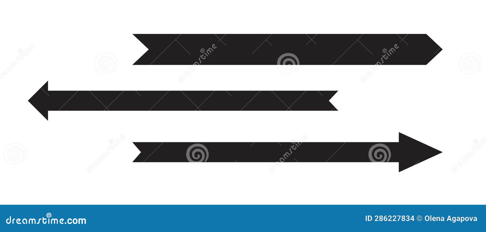 Straight Long Arrow. Black Straight Long Arrows Vector Isolated