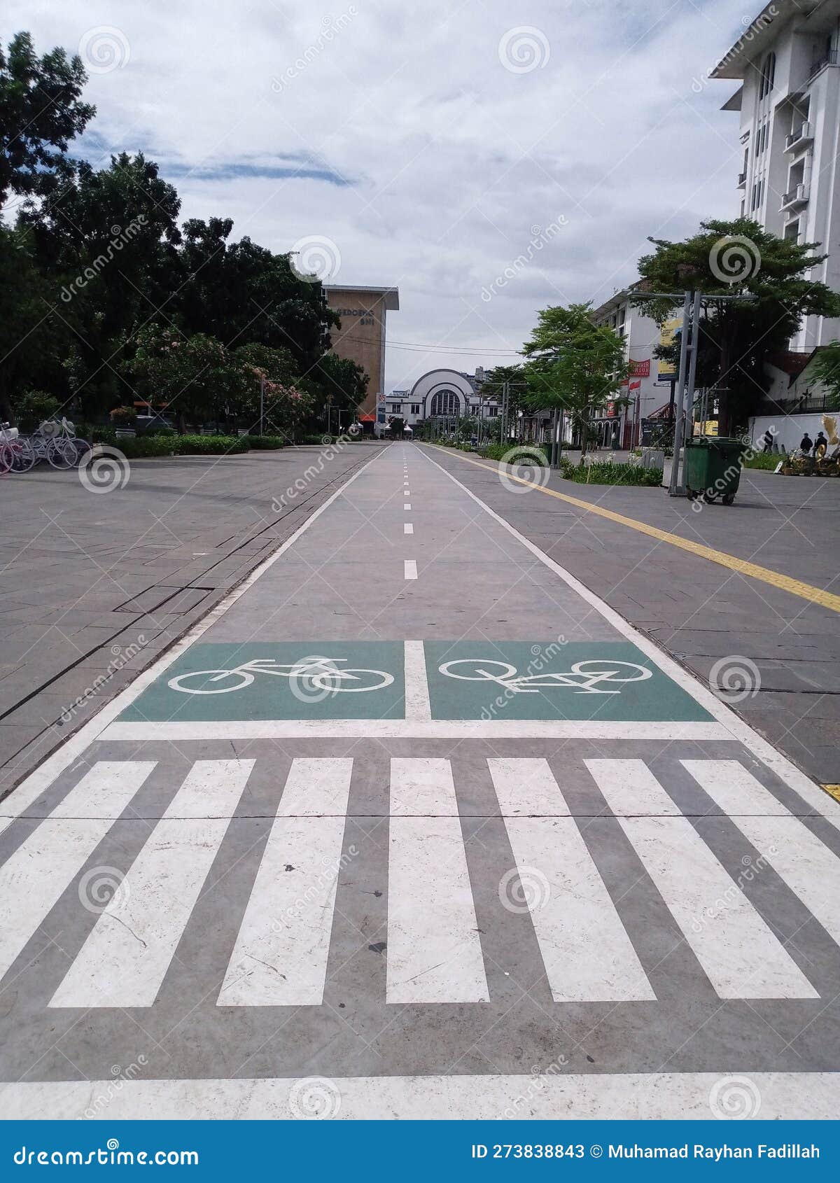 A Straight and Long Road Dedicated To Bicycles Editorial Stock Photo