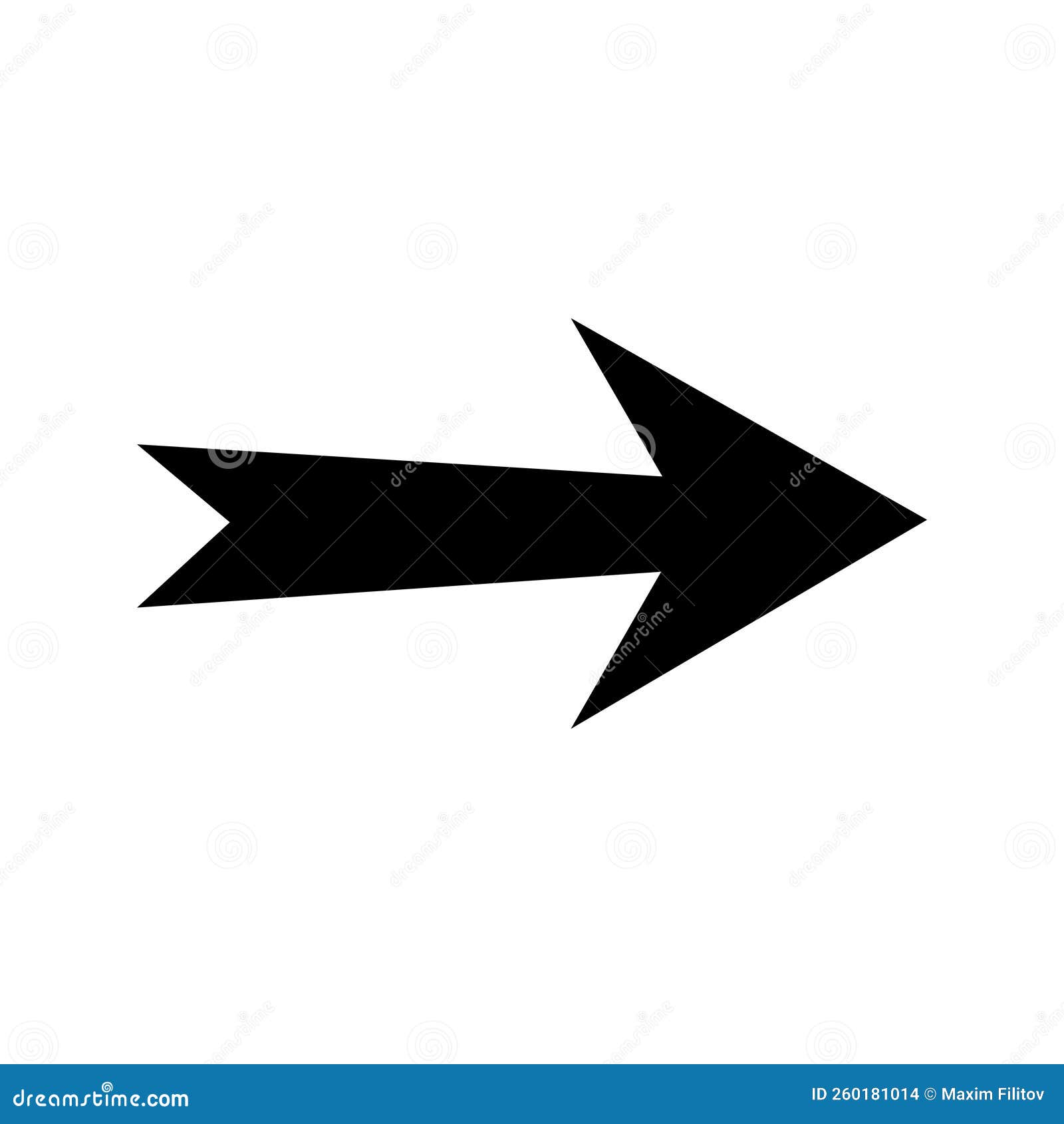 Straight Pointed Arrow Icon. Black Arrow Vector Illustration. Black