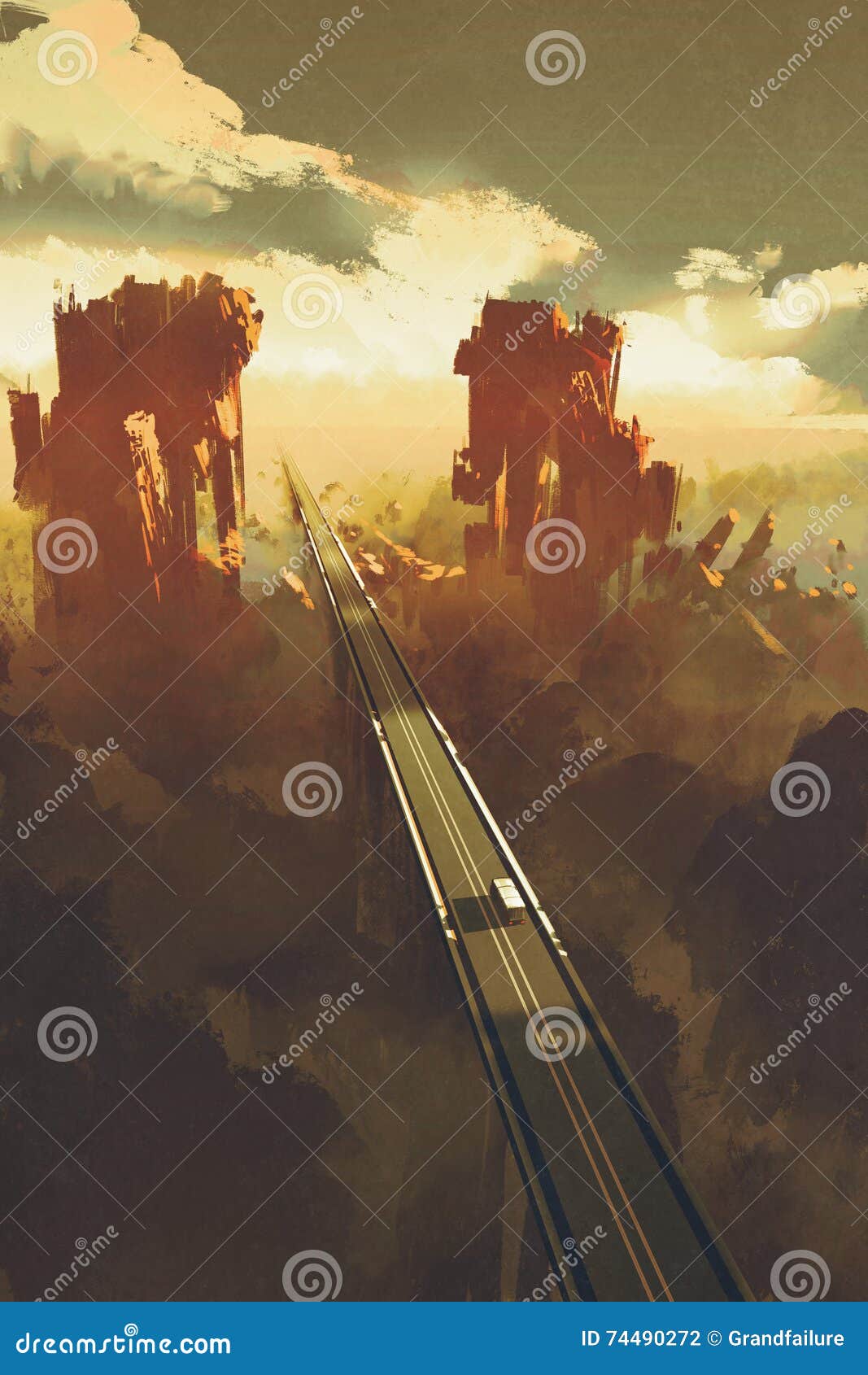straight road through rock canyons