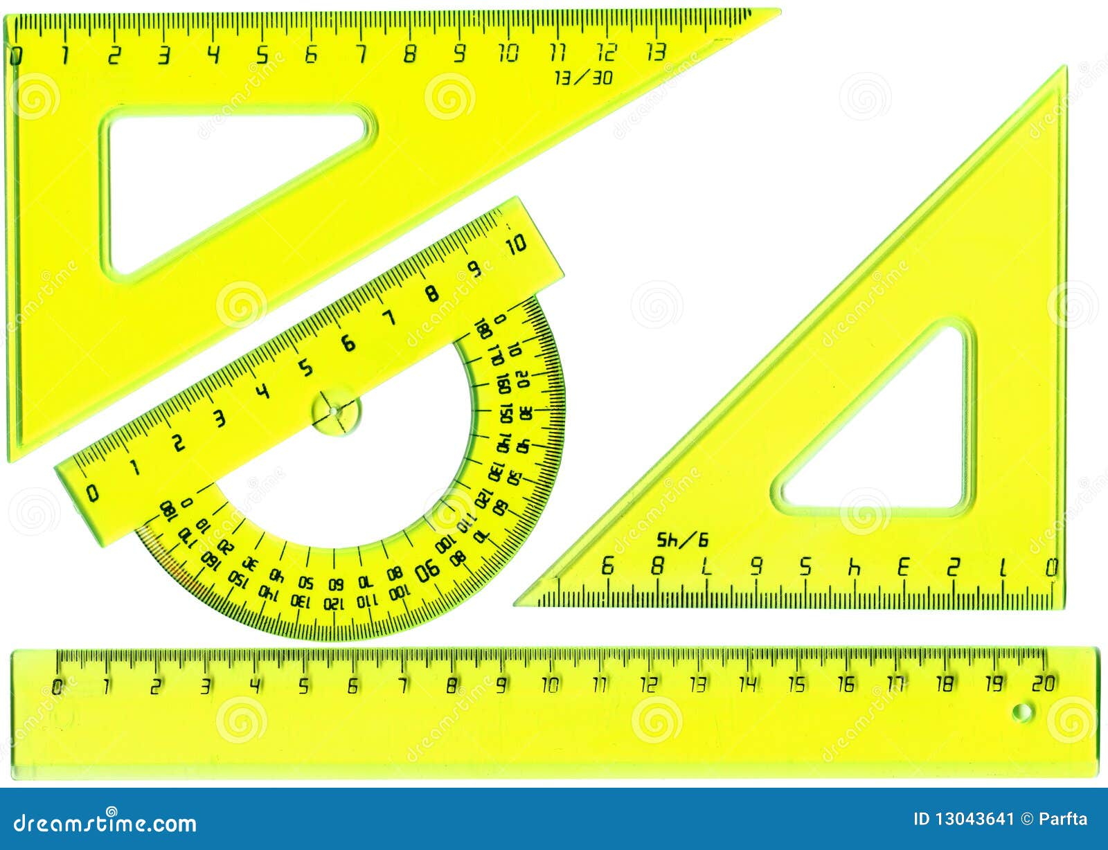 Straightedge, Protractor, Triangle Isolated Stock Image - Image of ...