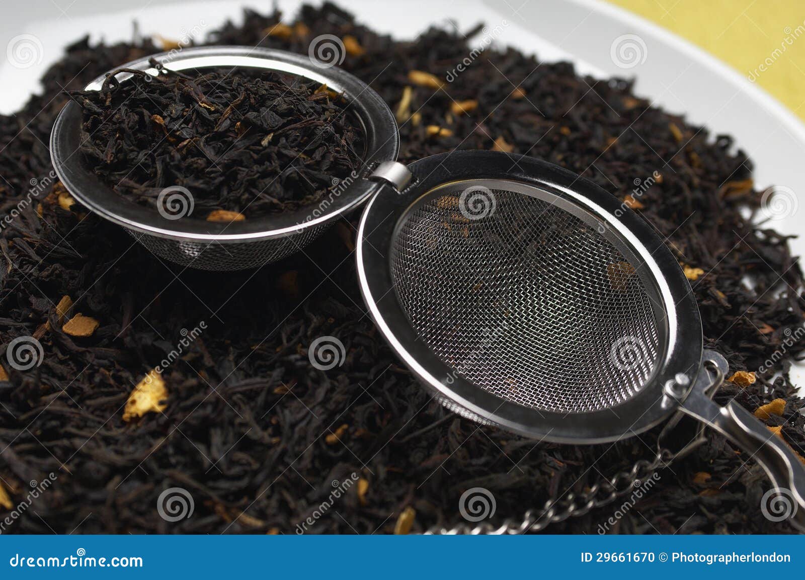 Strainer on Dry Tea Leaves stock photo. Image of organic 29661670